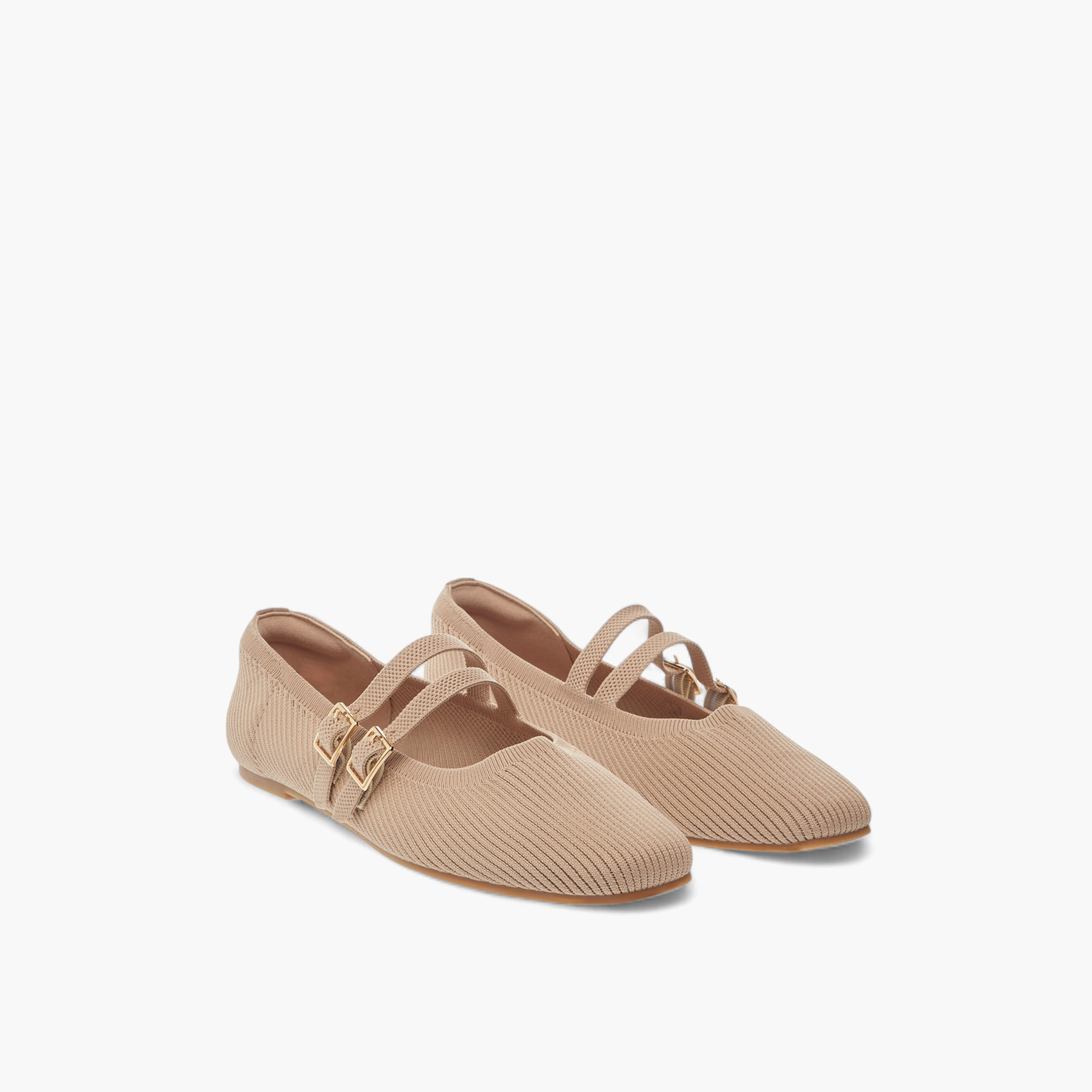 حذاء باليرينا بارز الملمس بإبزيم إغلاق للنساء من سيليست-women-shoes-ballerinas-image-1