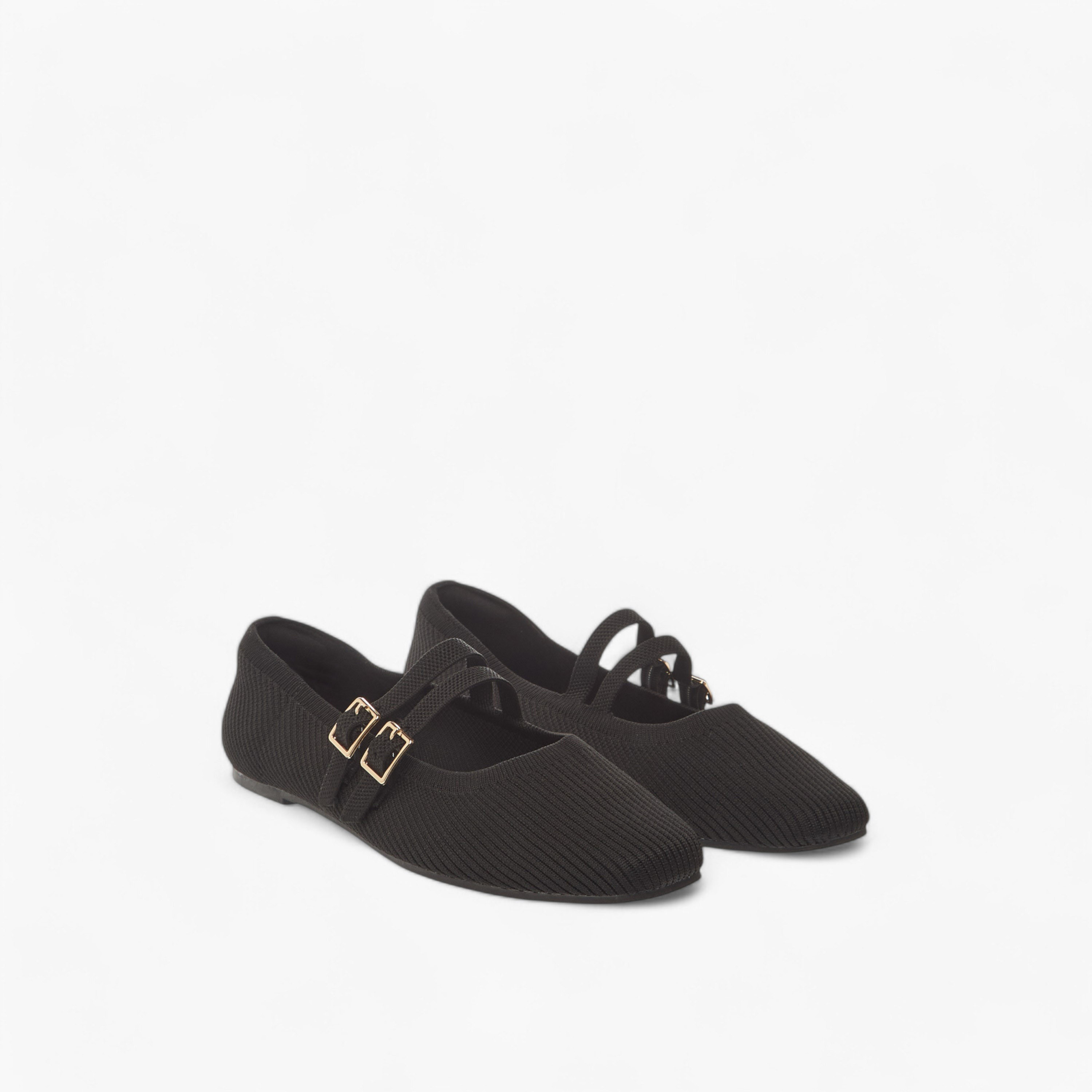Celeste Women's Textured Ballerina Shoes with Buckle Closure-women-shoes-ballerinas-image-1
