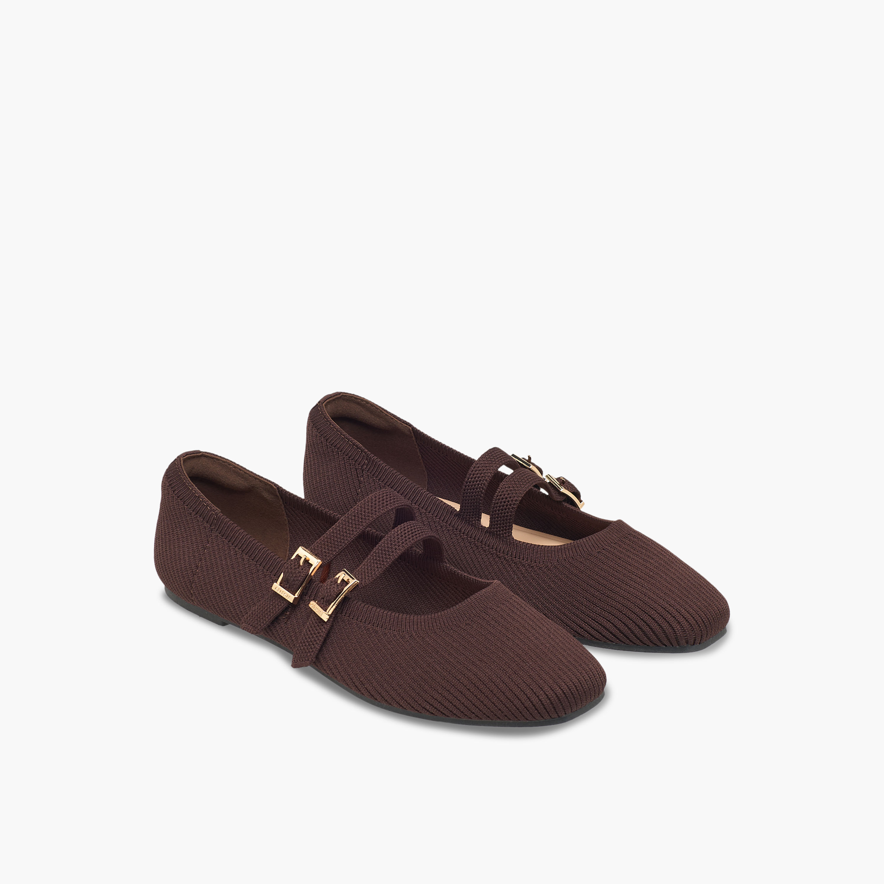 Celeste Women's Textured Ballerina Shoes with Buckle Closure-women-shoes-ballerinas-image-1