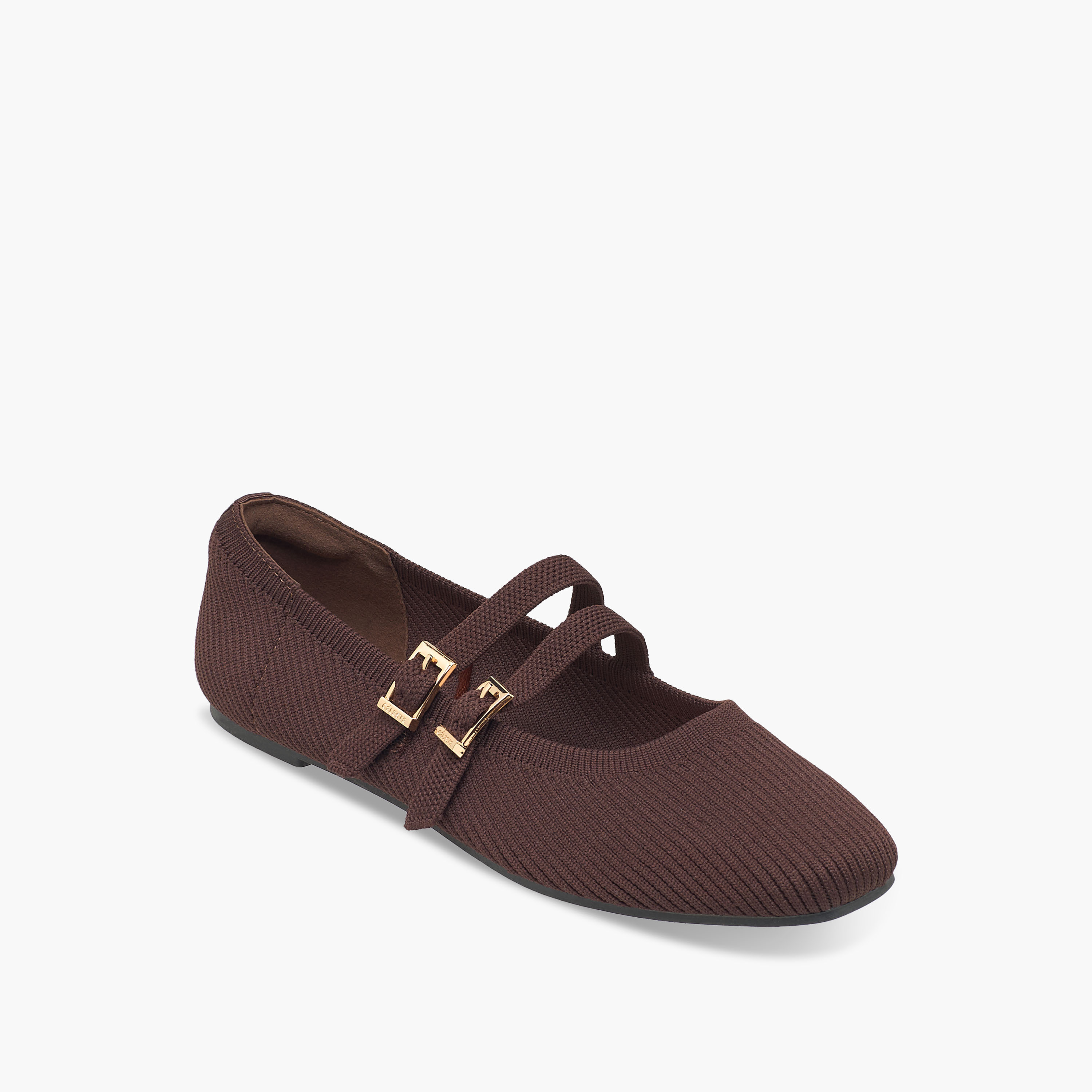 Celeste Women's Textured Ballerina Shoes with Buckle Closure-women-shoes-ballerinas-image-2