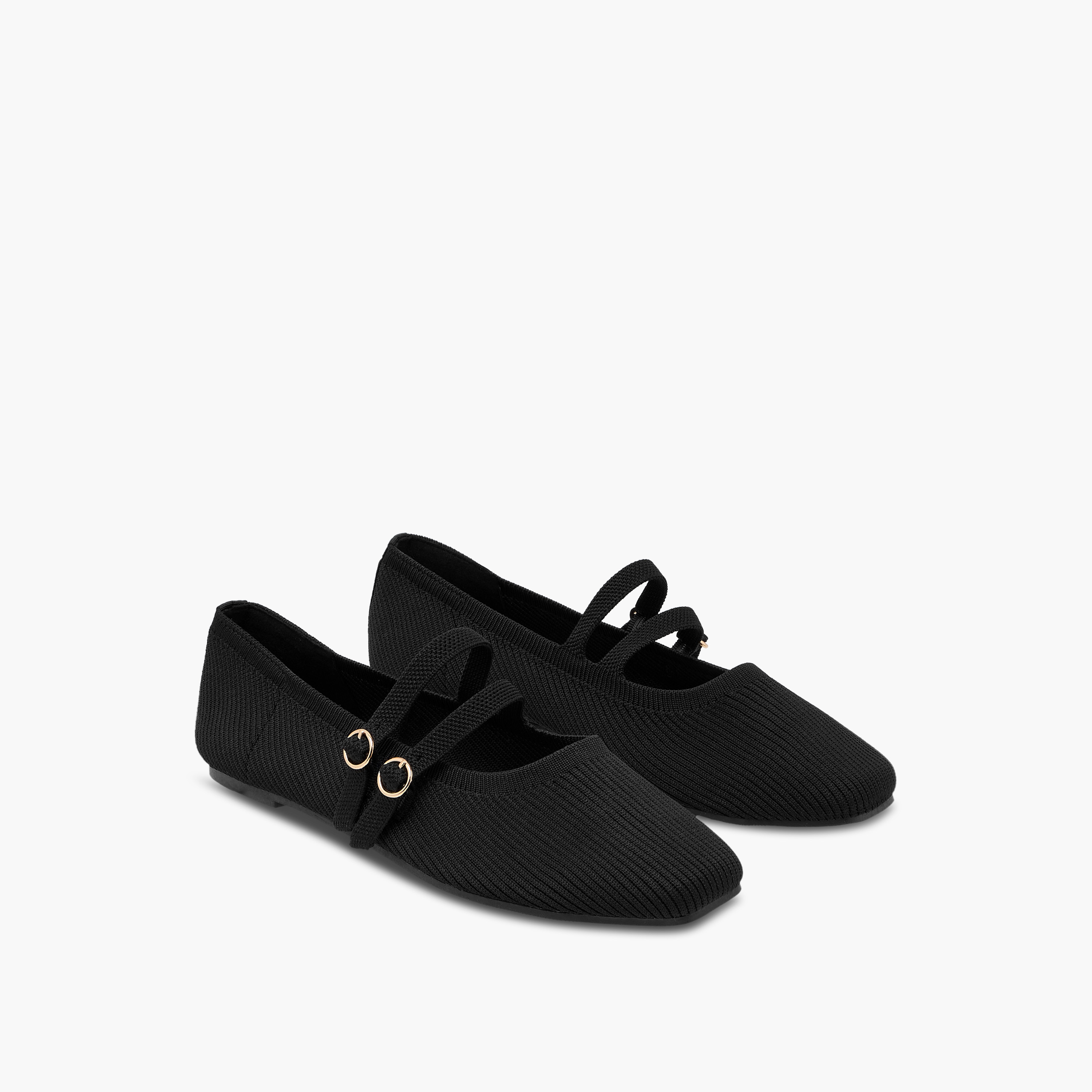 Flora Bella Textured Ballerina Shoes with Buckle Closure-women-shoes-ballerinas-image-1