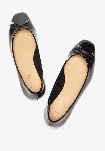 Celeste Women's Square Toe Slip-On Ballerina Shoes with Bow Accent-Women%27s Ballerinas-image-1