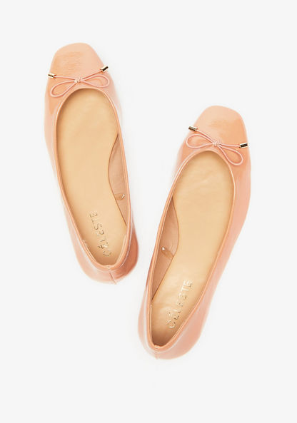 Celeste Women's Square Toe Slip-On Ballerina Shoes with Bow Accent-Women%27s Ballerinas-image-1