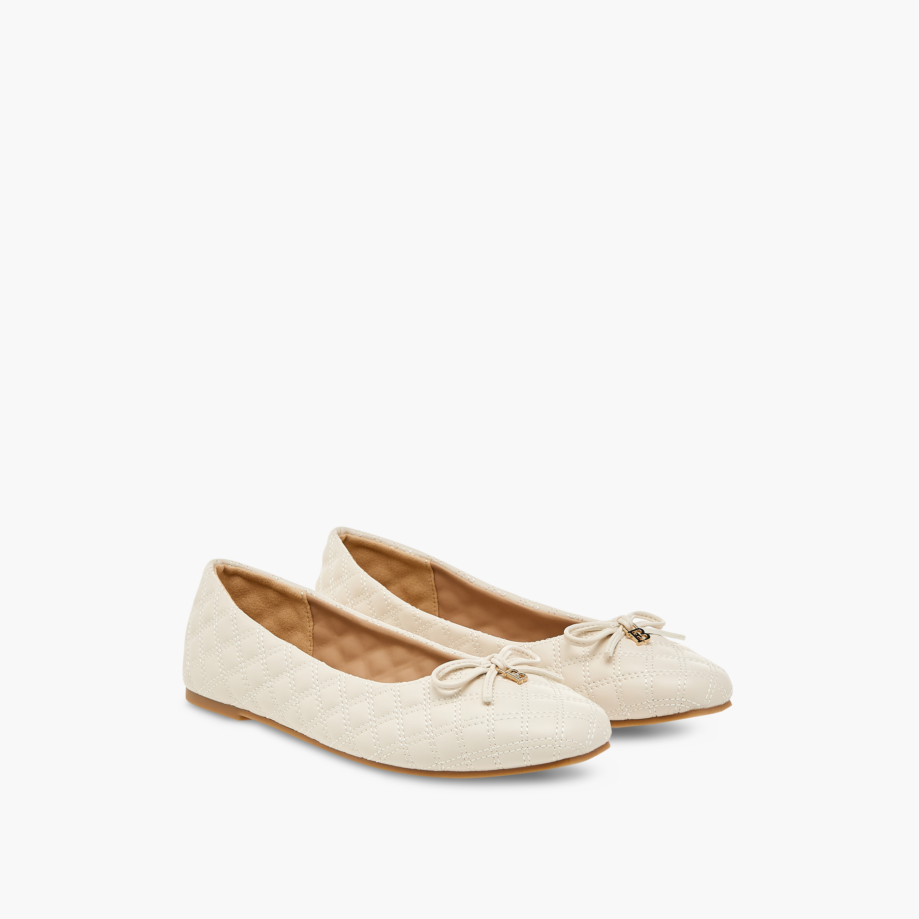 Flora Bella Quilted Slip-On Ballerina Shoes with Bow Detail-women-shoes-ballerinas-image-1