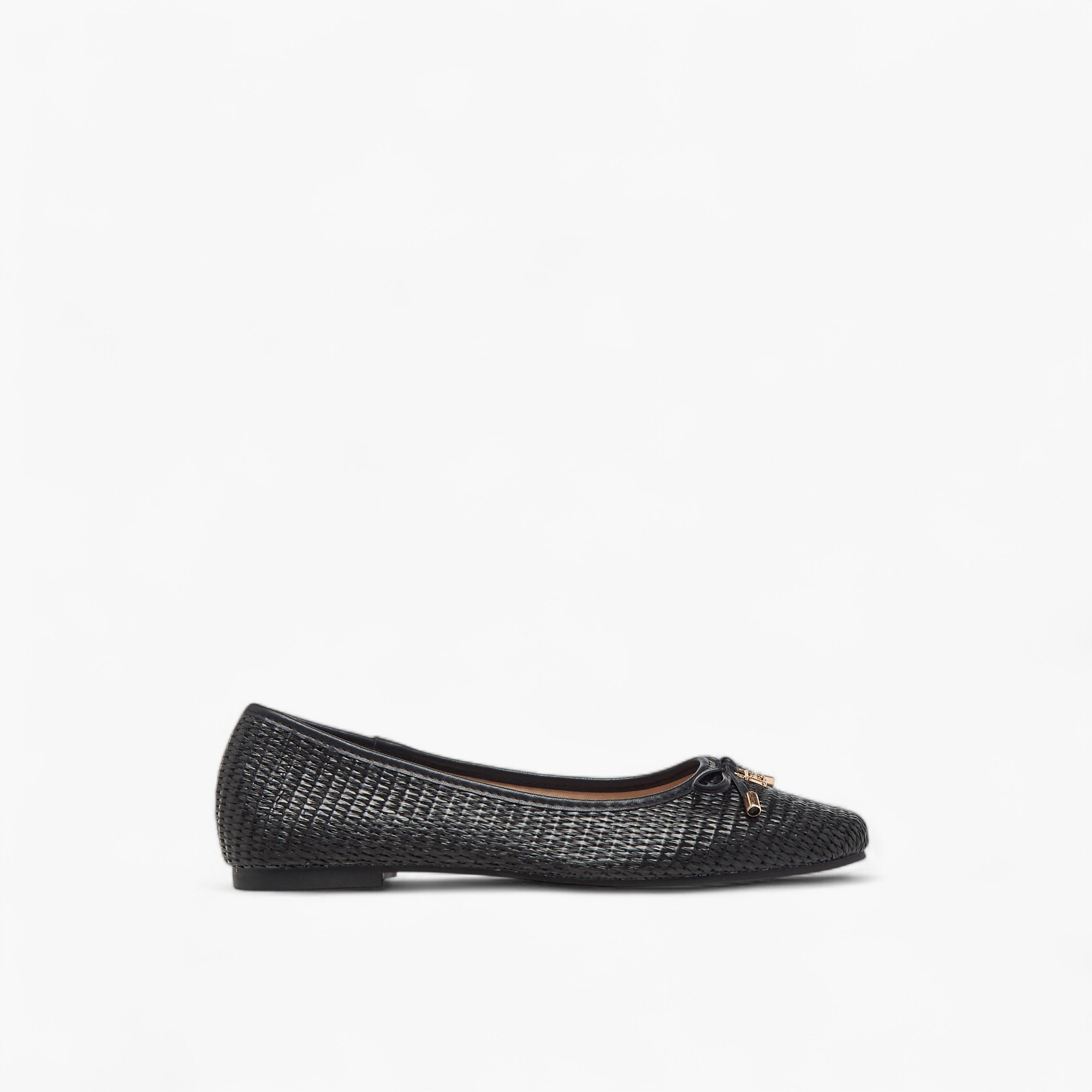 Flora Bella Textured Slip-On Ballerina Shoes with Bow Detail-women-shoes-flats-ballerinas-image-3