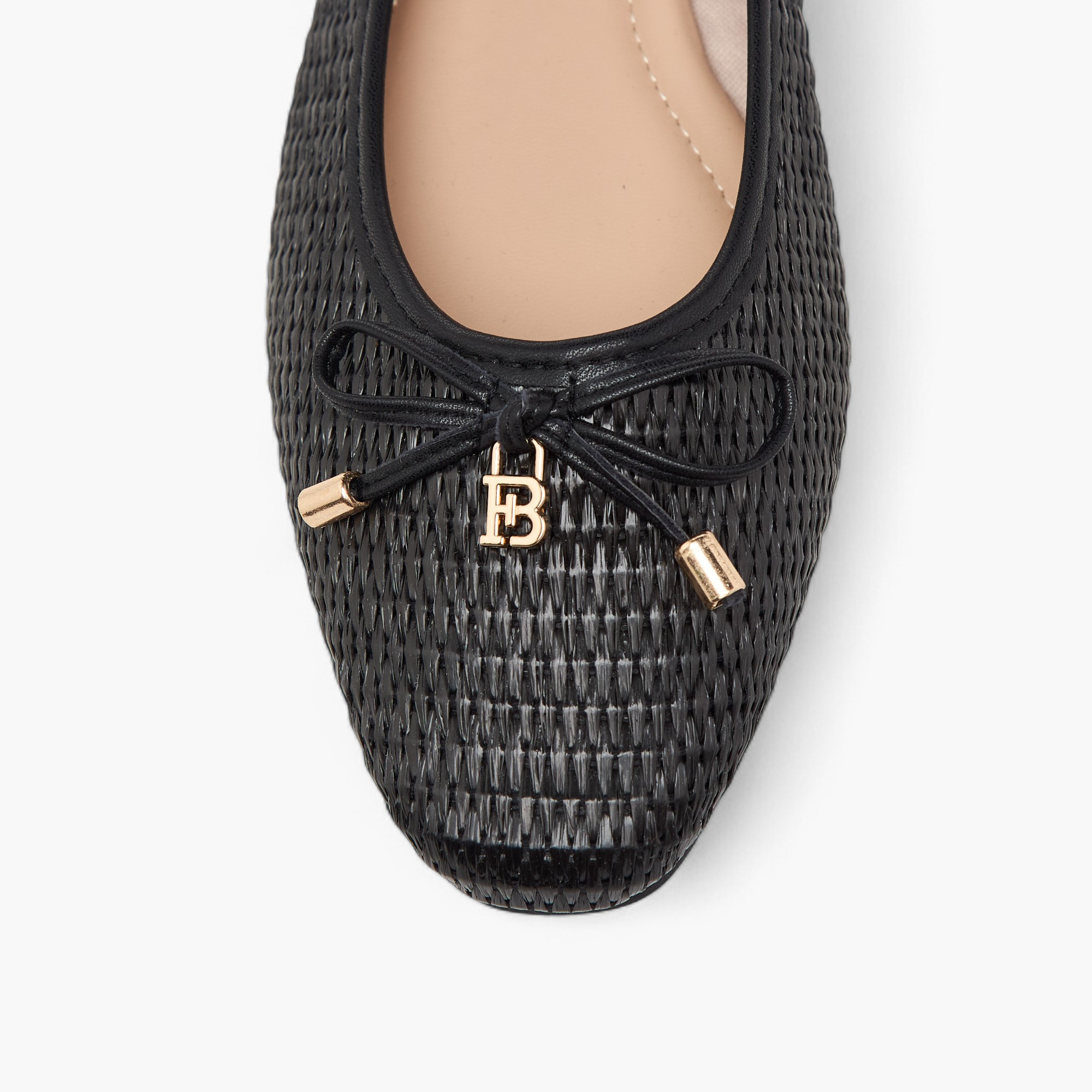 Flora Bella Textured Slip-On Ballerina Shoes with Bow Detail-women-shoes-flats-ballerinas-image-4