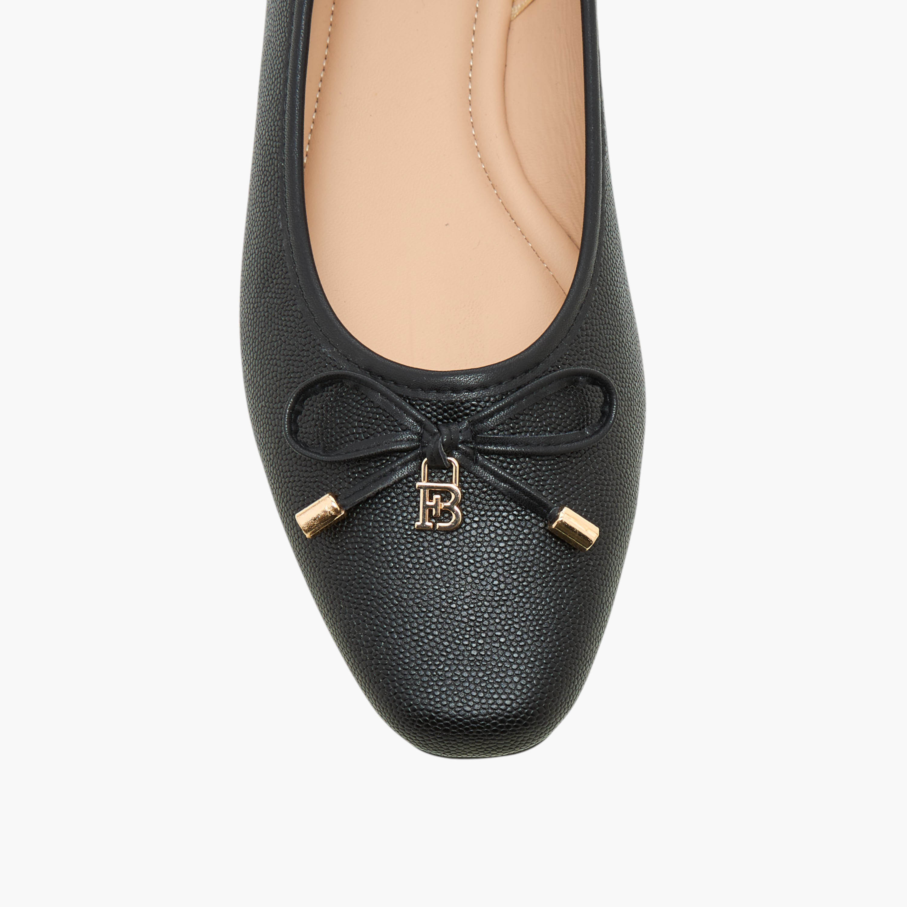 حذاء باليرينا بارز الملمس وسهل الارتداء بزينة فيونكة من فلورا بيلا-women-shoes-flats-ballerinas-image-4