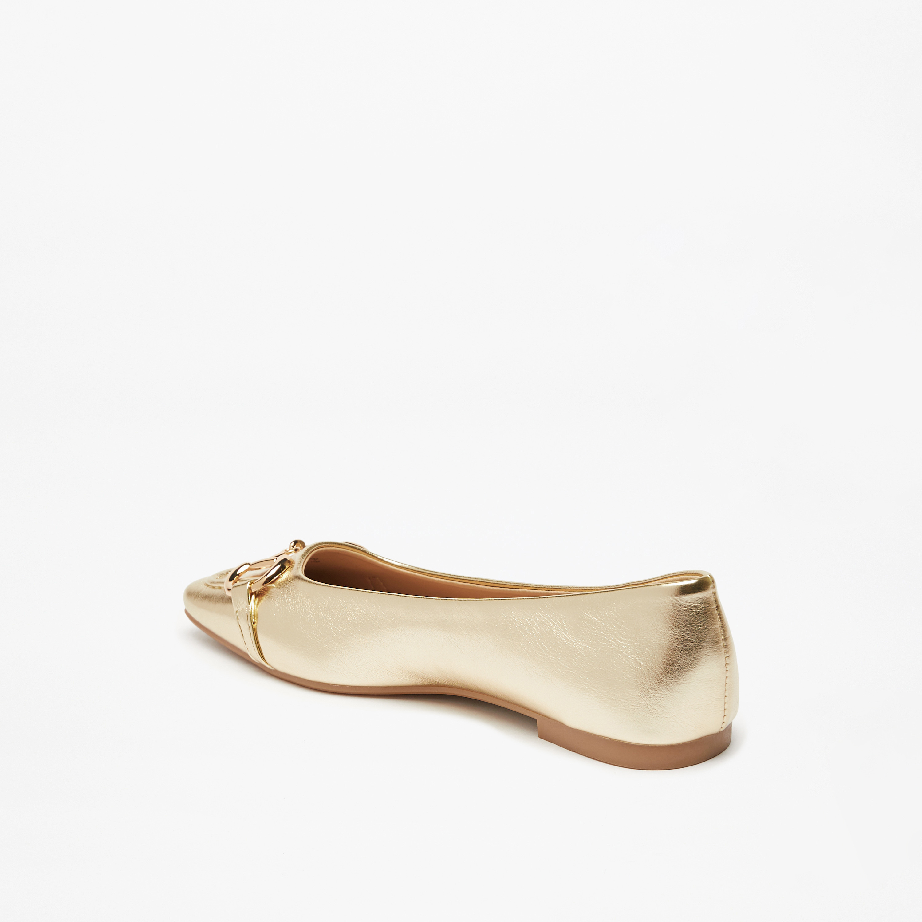 Metal Accent Slip-On Square Toe Ballerina Shoes-women-shoes-ballerinas-image-2