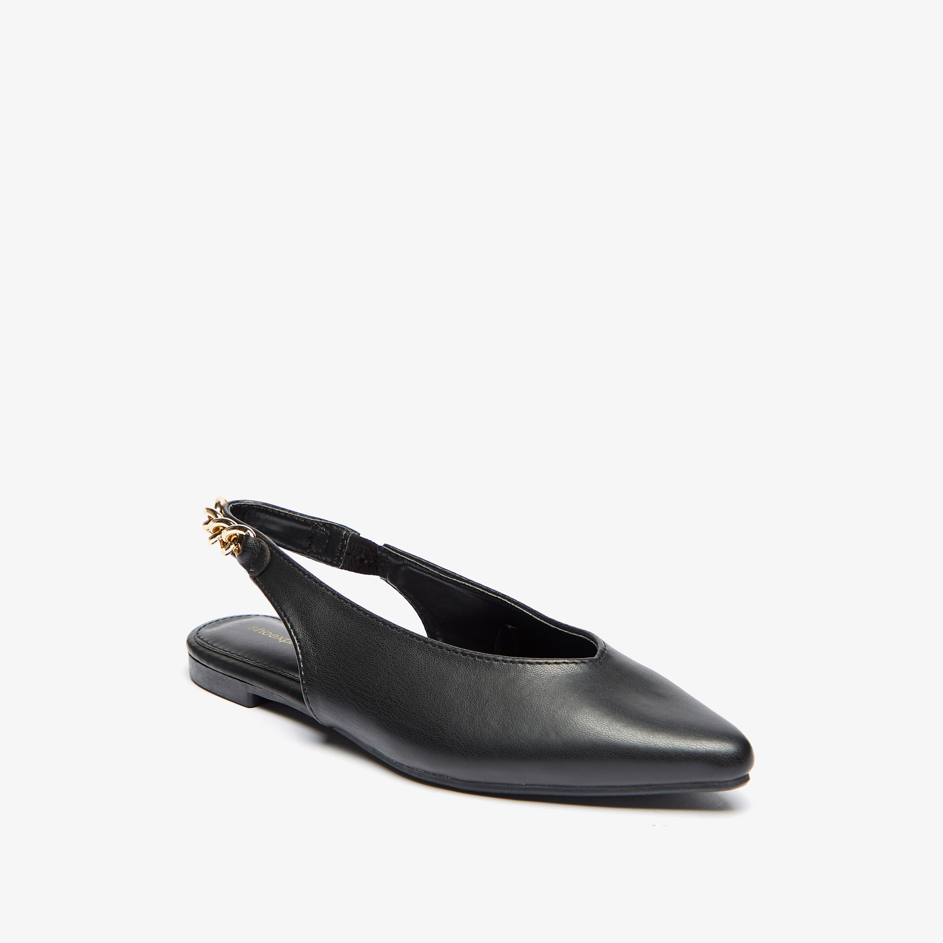 حذاء ميول سادة بزينة سلسلة وحزام إغلاق خلفي-women-shoes-flats-sandals-image-1