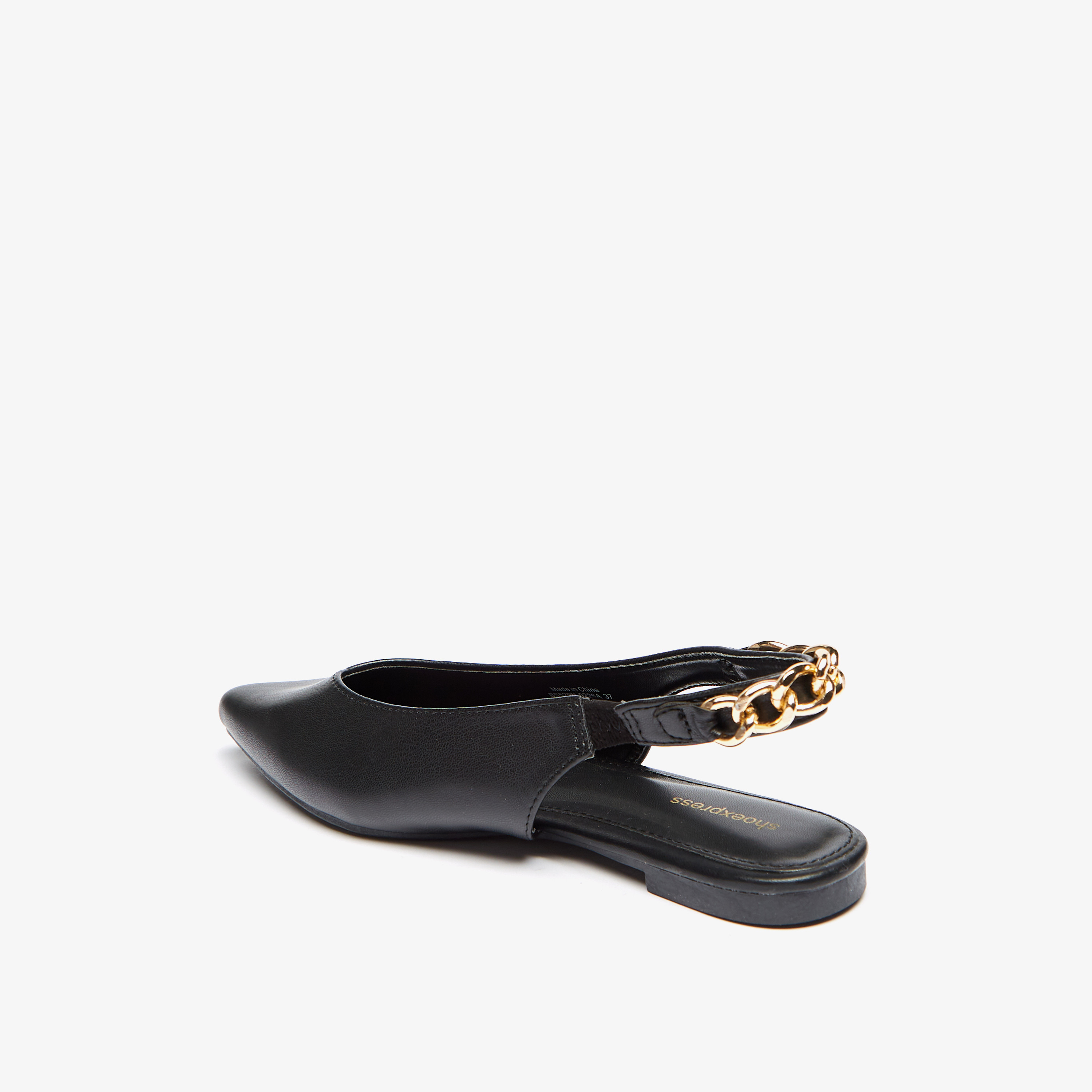 حذاء ميول سادة بزينة سلسلة وحزام إغلاق خلفي-women-shoes-flats-sandals-image-2
