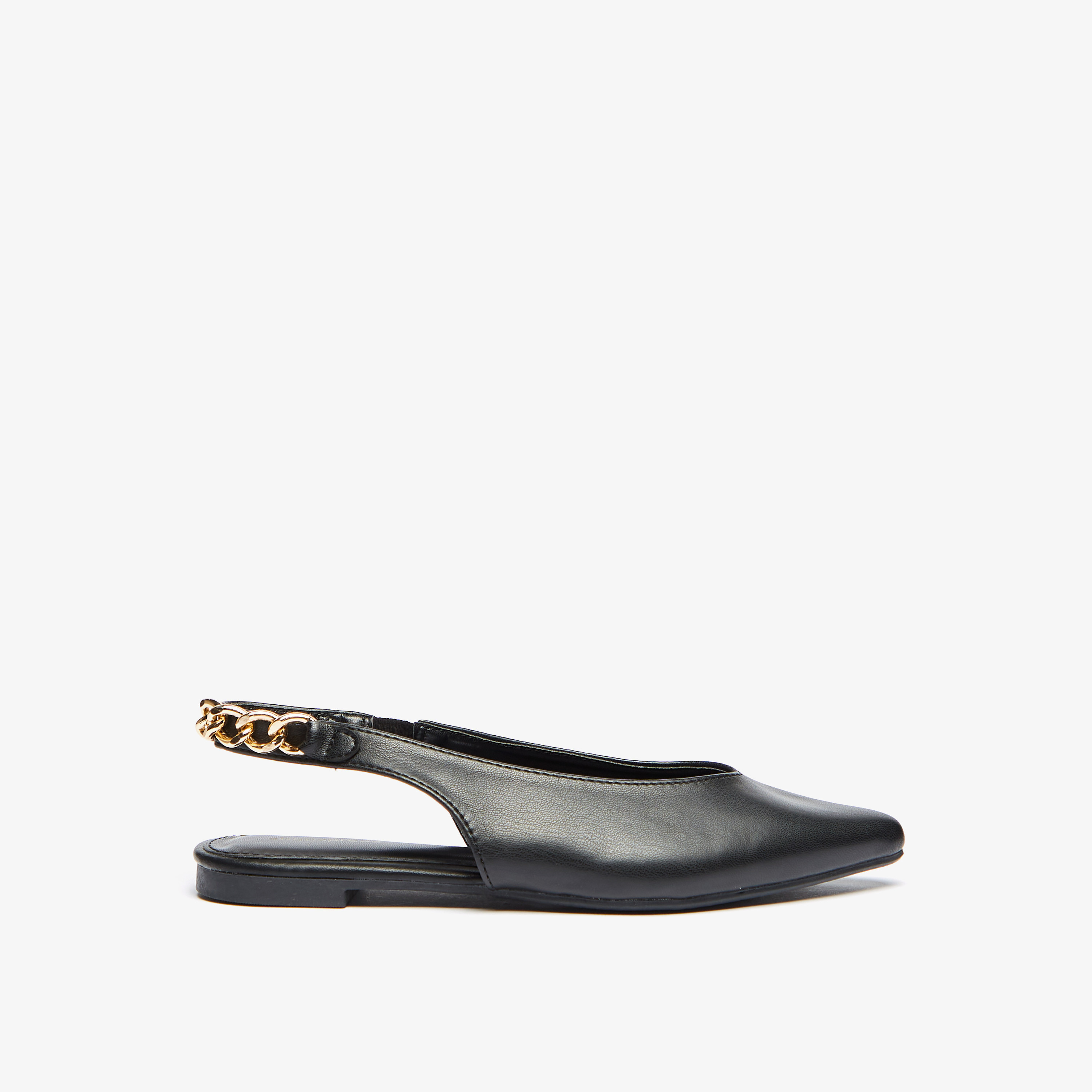 حذاء ميول سادة بزينة سلسلة وحزام إغلاق خلفي-women-shoes-flats-sandals-image-3