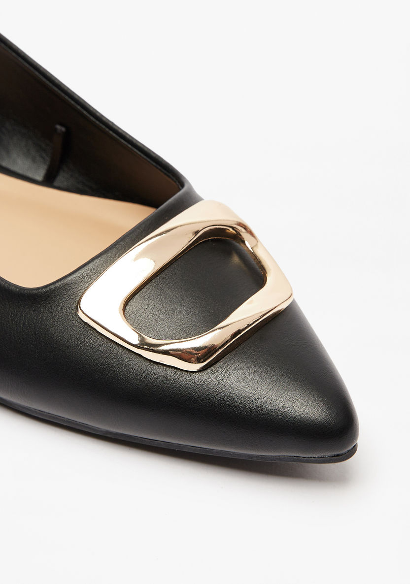 Celeste Women's Metallic Accent Pointed Toe Ballerina Shoes with Slingback-Women%27s Ballerinas-image-4