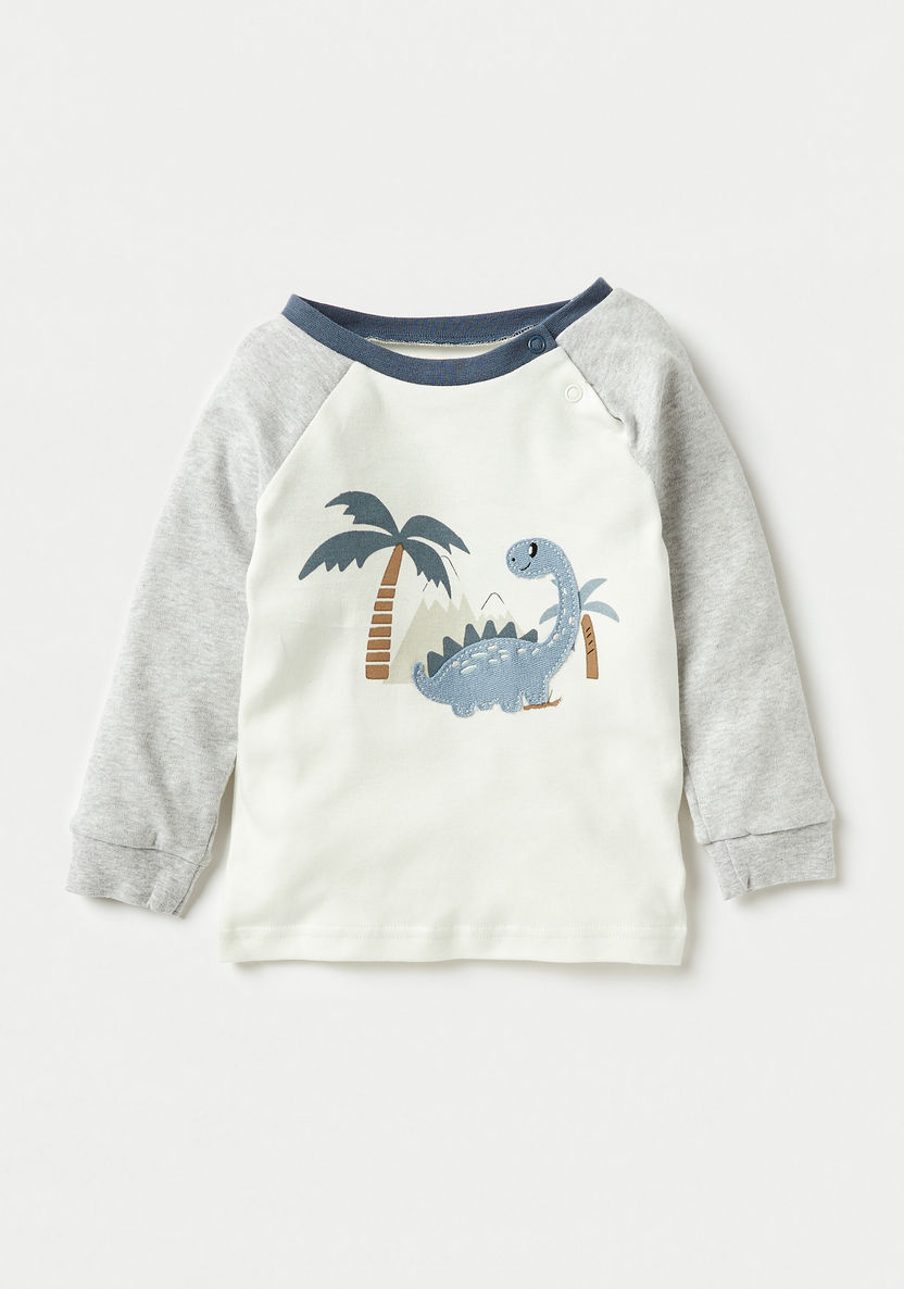 Juniors Dinosaur Applique Detail T-shirt and Pyjama Set-Pyjama Sets-image-1