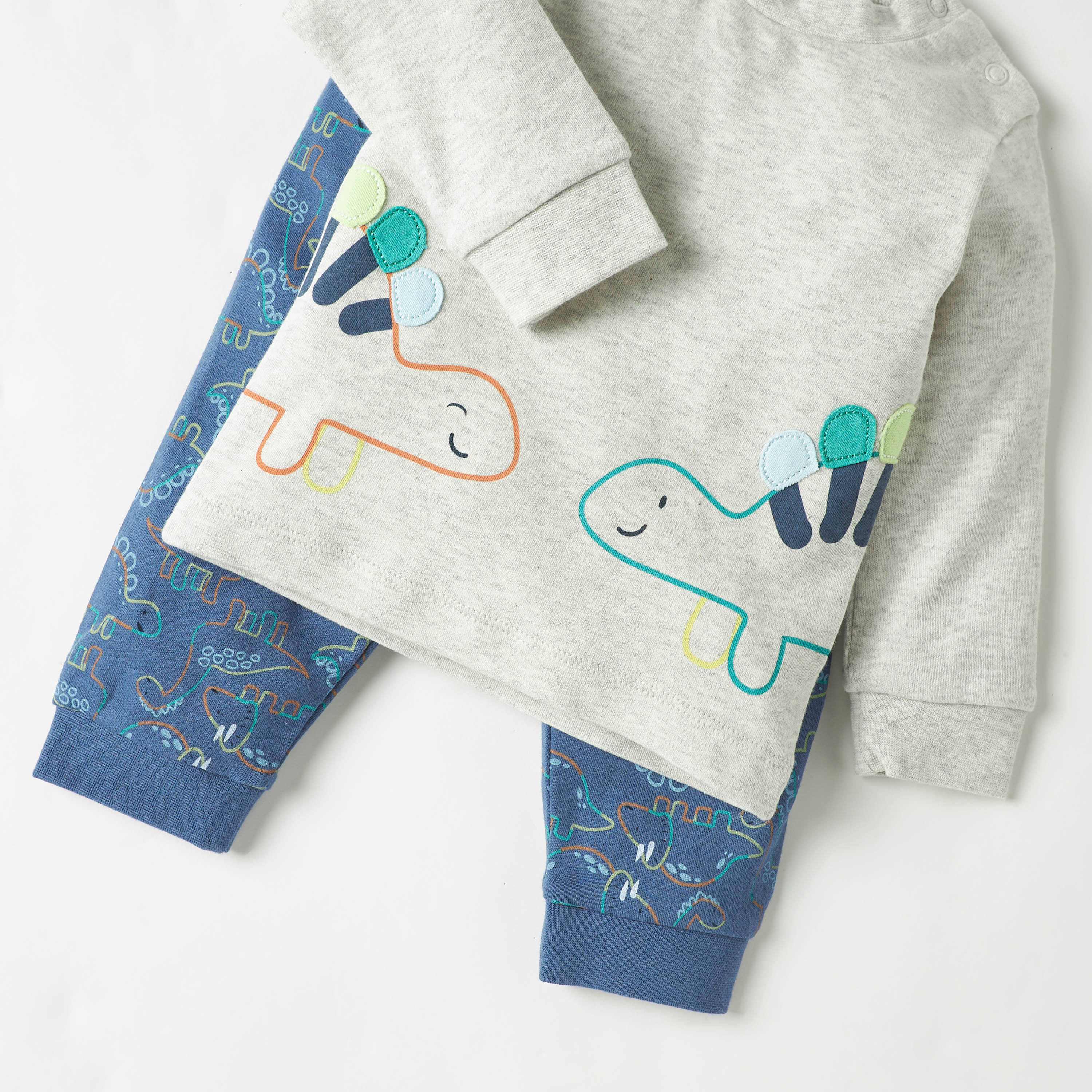 Juniors Dinosaur Print Sweatshirt and Joggers Set-baby-boys-clothing-nightwear-pyjamasets-image-5