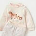 Juniors Horse Embroidered T-shirt and Floral Print Pyjama Set-Pyjama Sets-thumbnailMobile-3