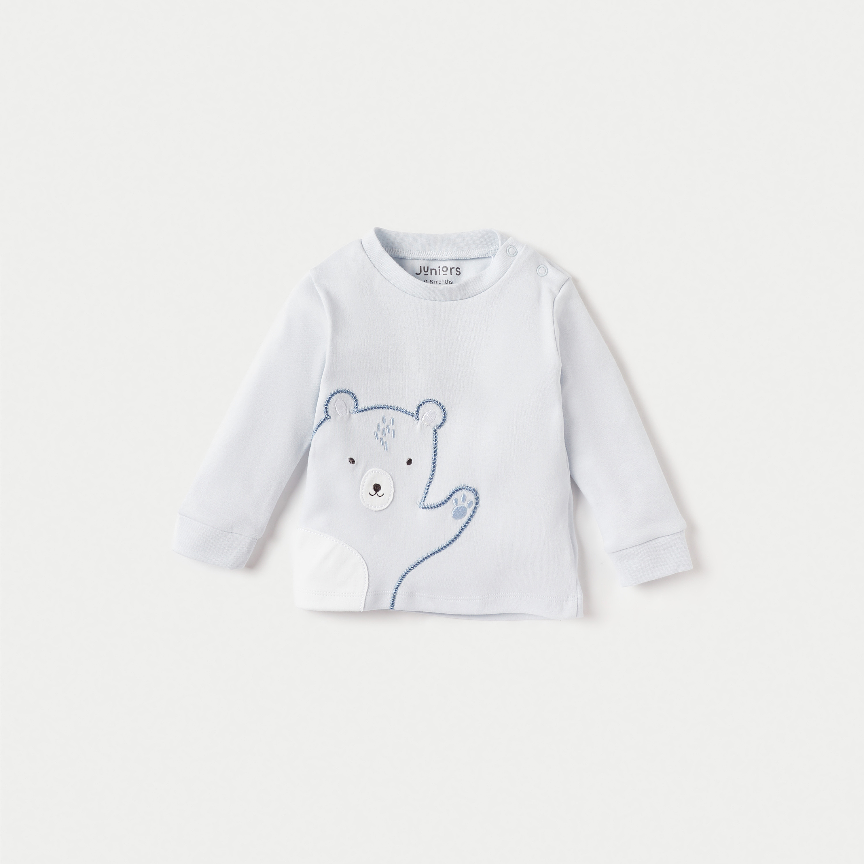 Juniors Bear Embroidered T-shirt and Striped Pyjama Set-baby-boys-clothing-nightwear-pyjamasets-image-2