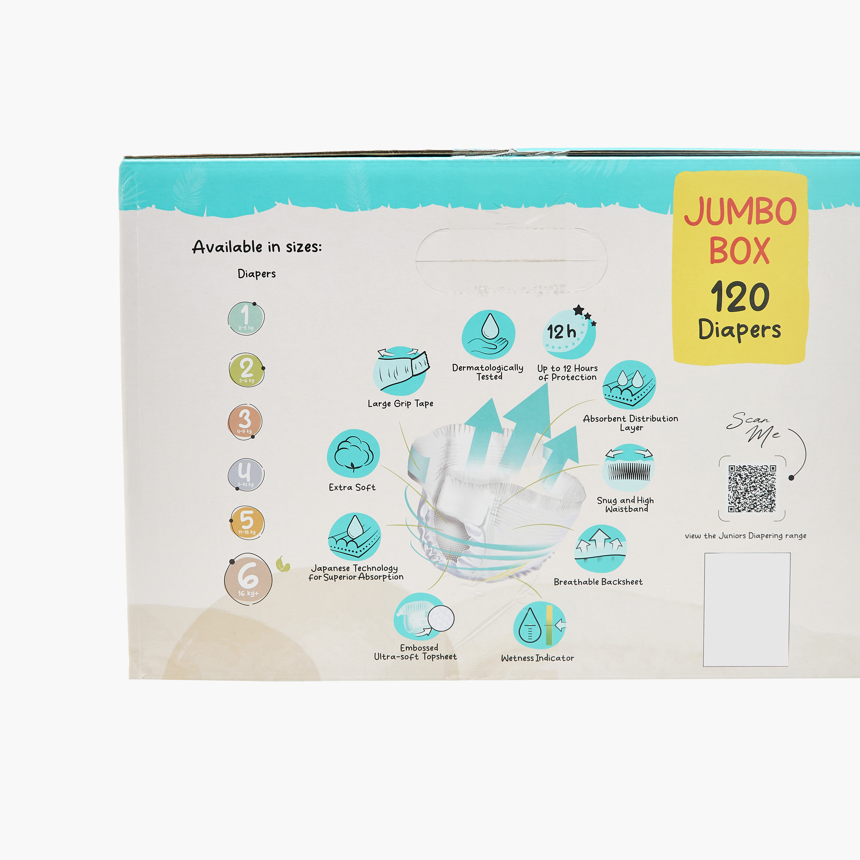 Juniors 120-Piece Diapers  Size 6 (16+ kg) Feather Soft Mega Value Pack-baby-diapering-diapers-image-4