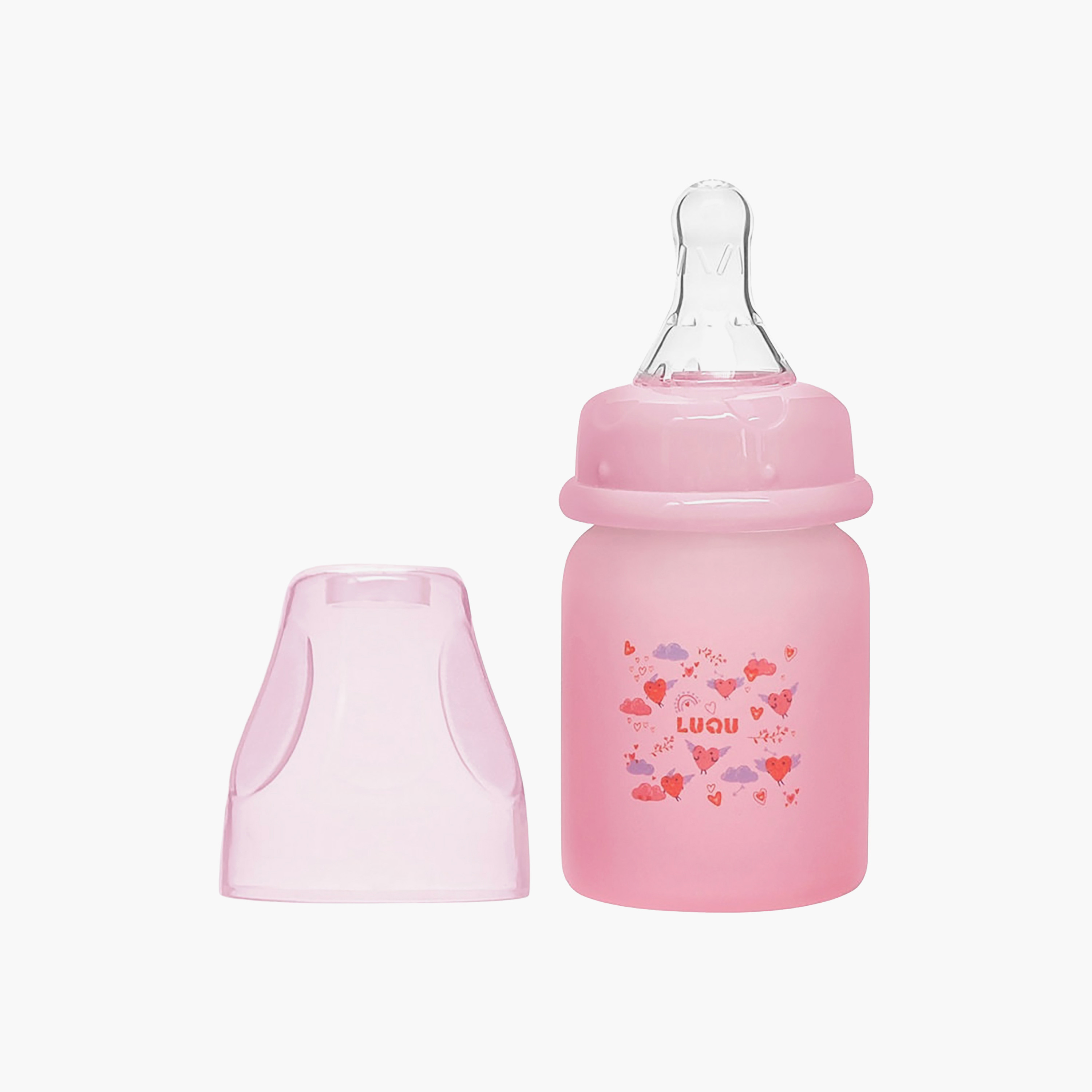 Luqu Glass Feeding Bottle - 60 ml (0 months+)-baby-feeding-feedingbottles-bottlesandteats-image-1