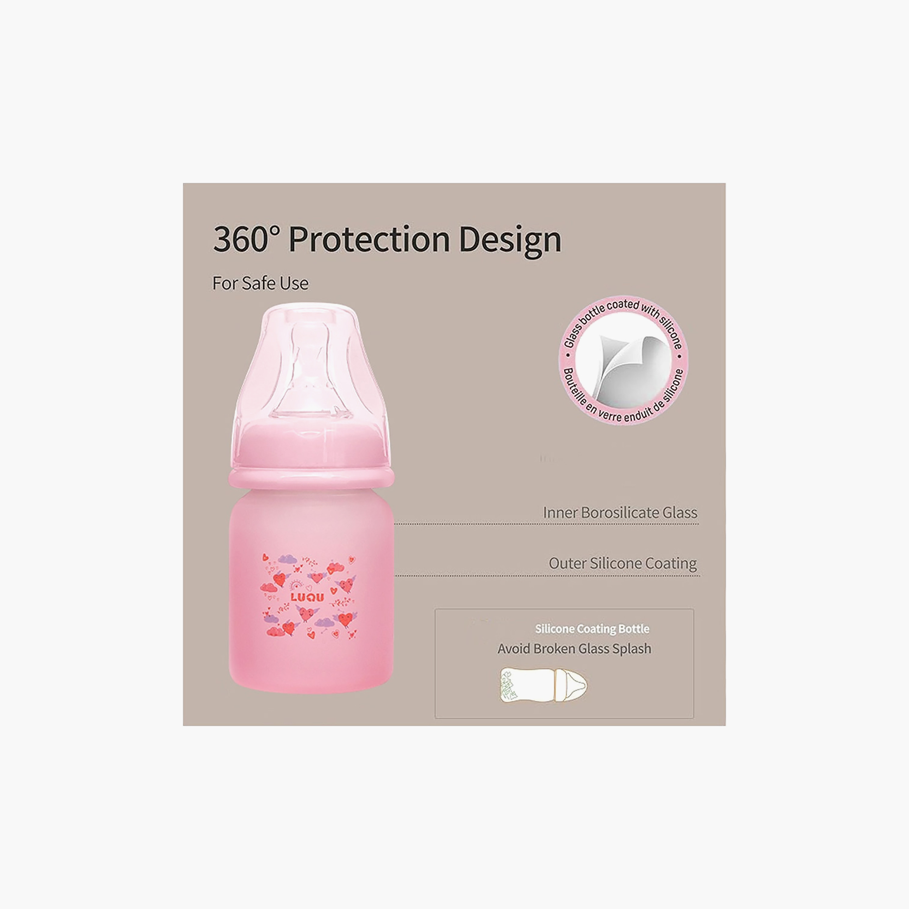Luqu Glass Feeding Bottle - 60 ml (0 months+)-baby-feeding-feedingbottles-bottlesandteats-image-6
