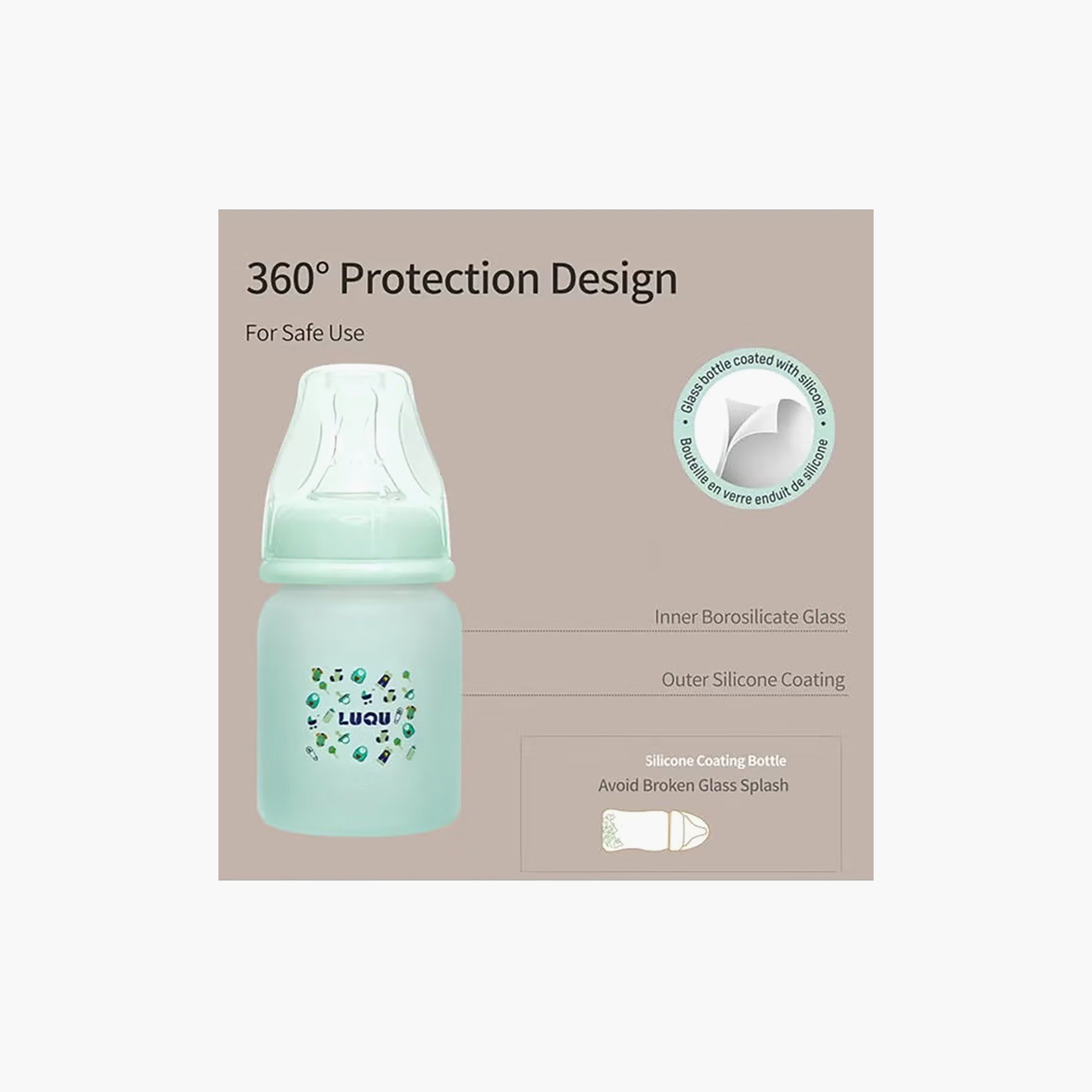 Luqu Glass Feeding Bottle - 60 ml (0 months+)-baby-feeding-feedingbottles-bottlesandteats-image-3