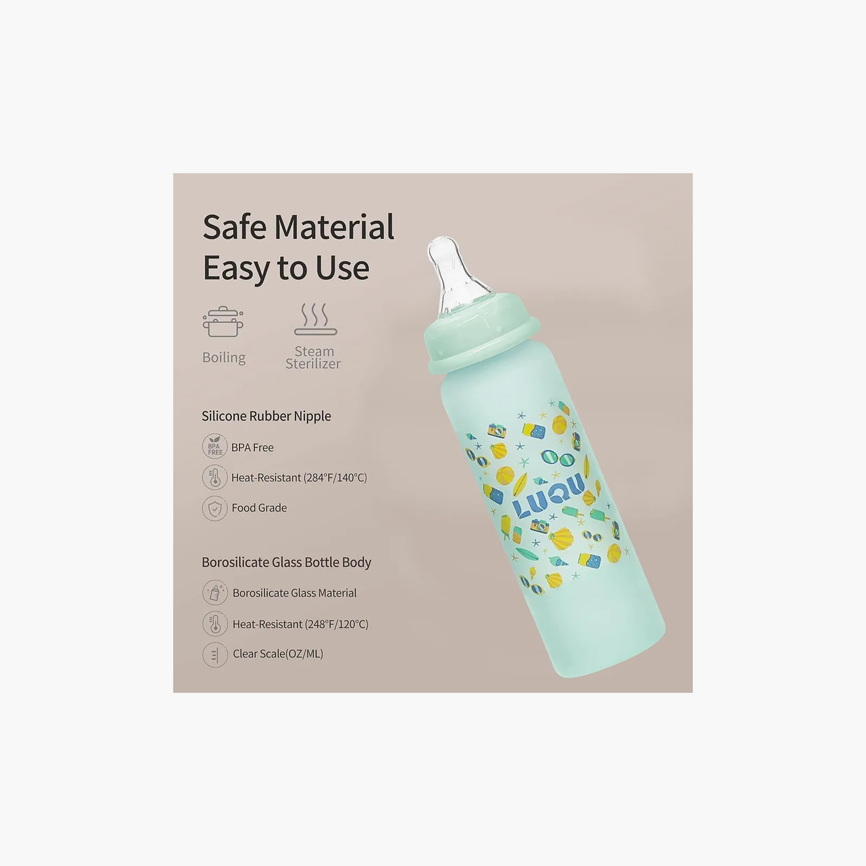 رضّاعة زجاج من لوكو - 240 مل (6 شهور فأكثر)-baby-feeding-feedingbottles-bottlesandteats-image-6