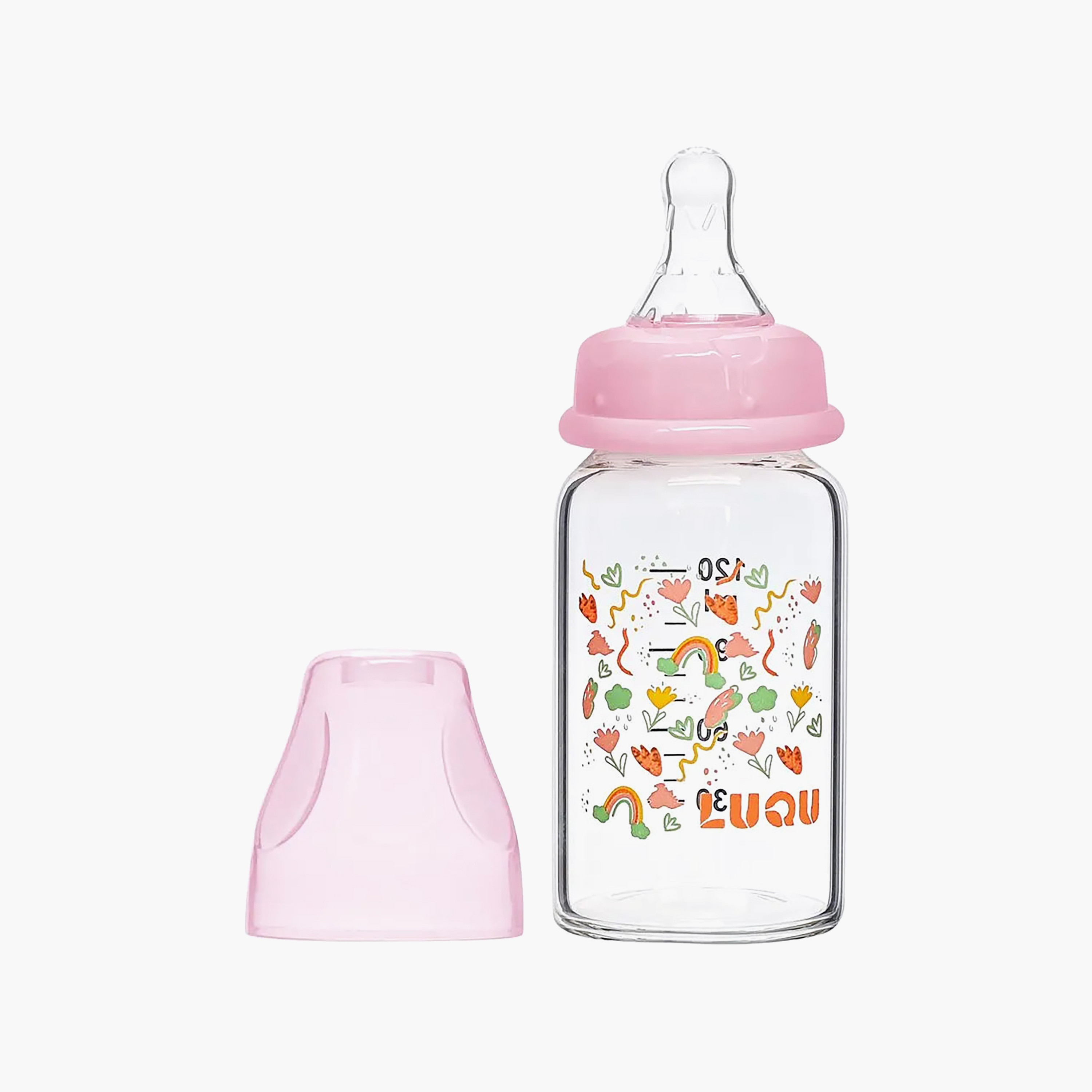 Luqu Glass Feeding Bottle - 240 ml (6 months+)-baby-feeding-feedingbottles-bottlesandteats-image-1
