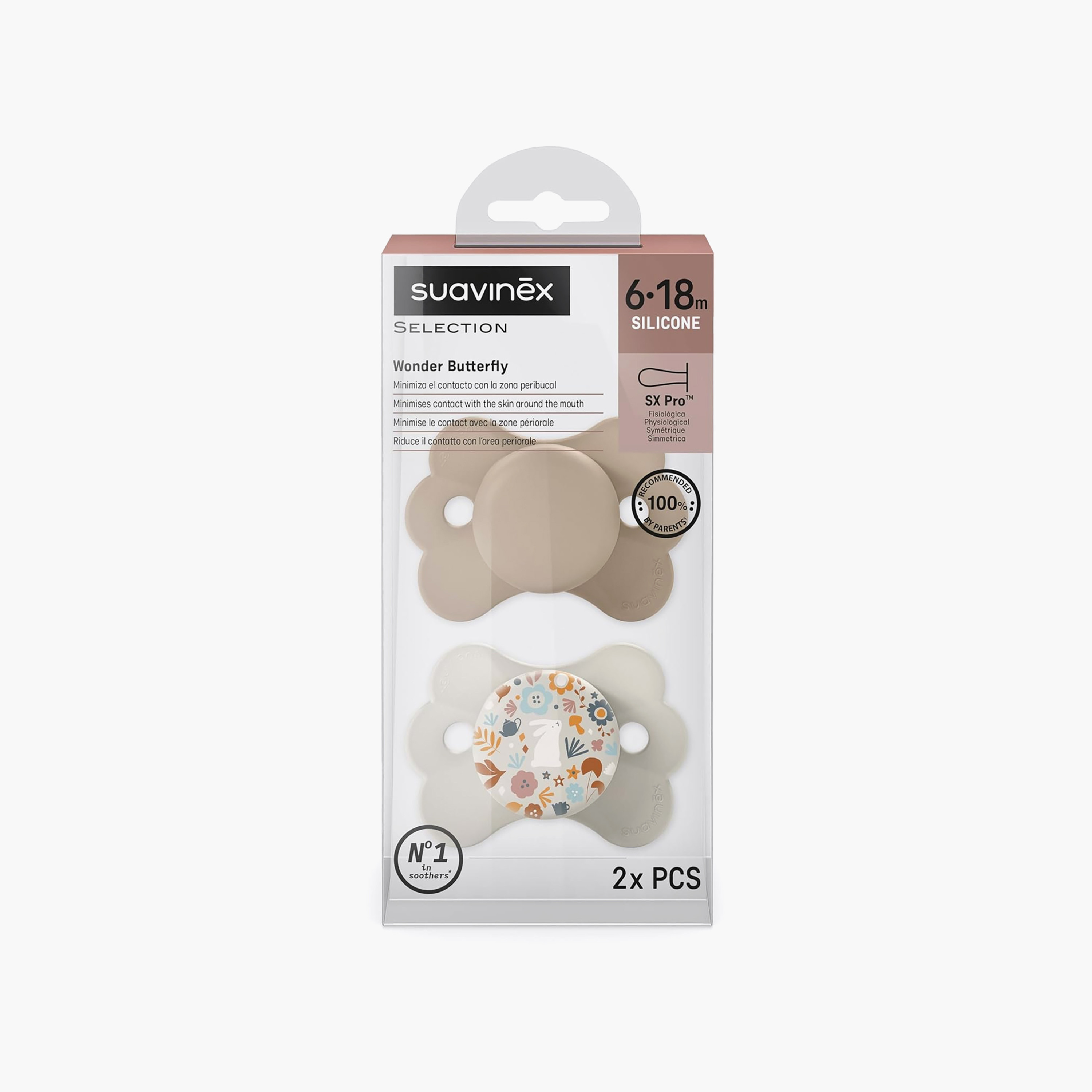 Pack of 2 Suavinex Wonder Butterfly Baby Pacifier with Silicone Teat, 0-12 months-baby-feeding-pacifiers-image-2