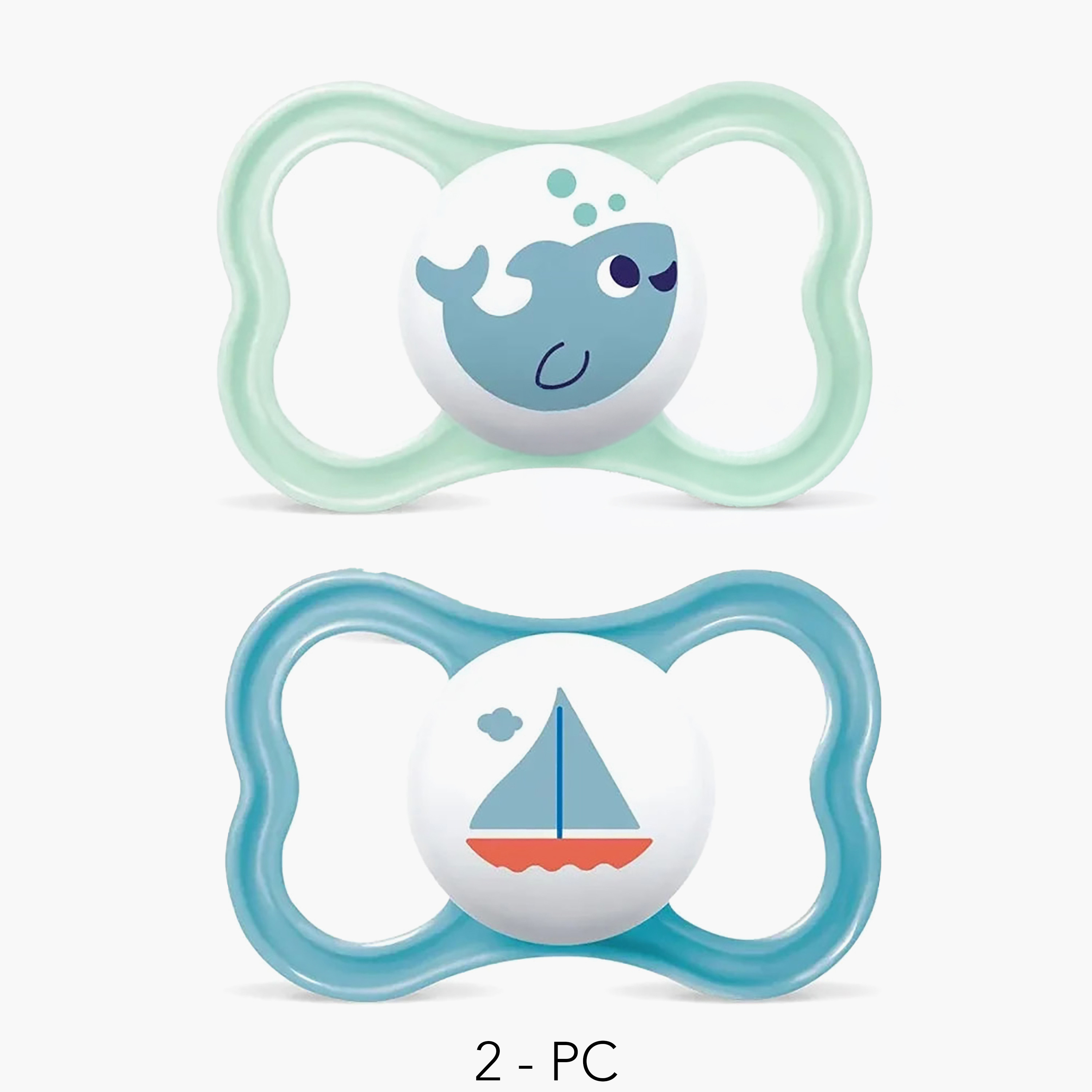 طقم لهايات أطفال قطعتين بحلمة مرنة من مام - 6 أشهر-baby-feeding-pacifiers-image-1