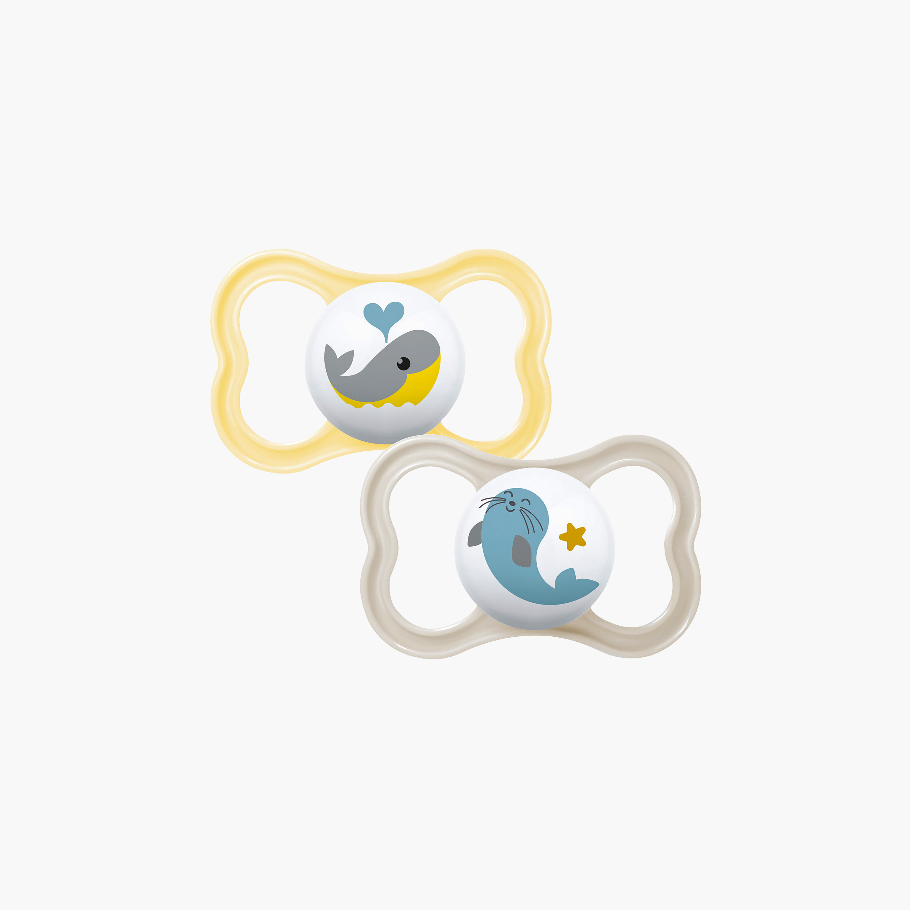 طقم لهايات أطفال قطعتين بحلمة مرنة من مام - 6 أشهر-baby-feeding-pacifiers-image-1