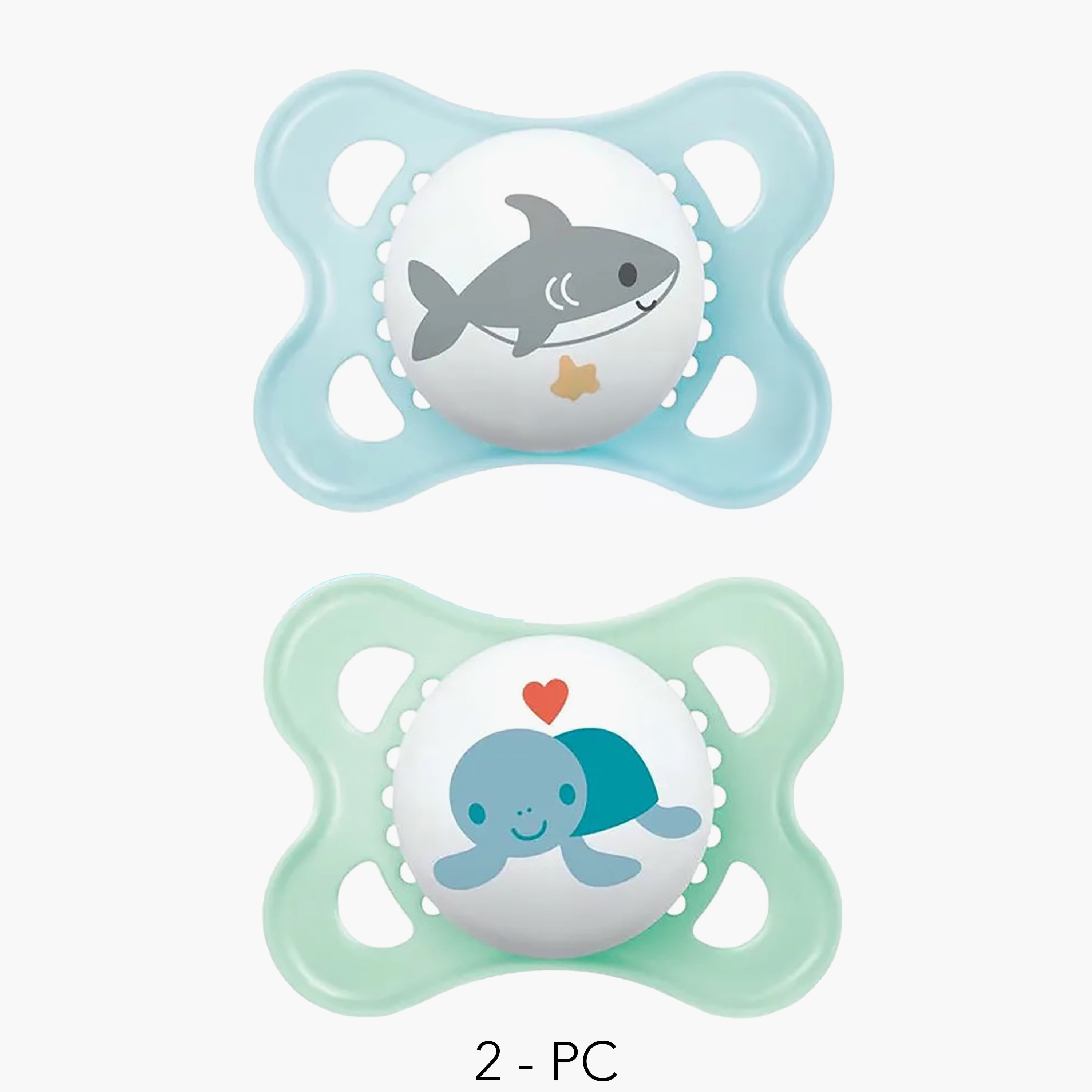 طقم لهايات بتصميم مضيء في الظلام قطعتين من مام - شهران فأكثر-baby-feeding-pacifiers-image-1