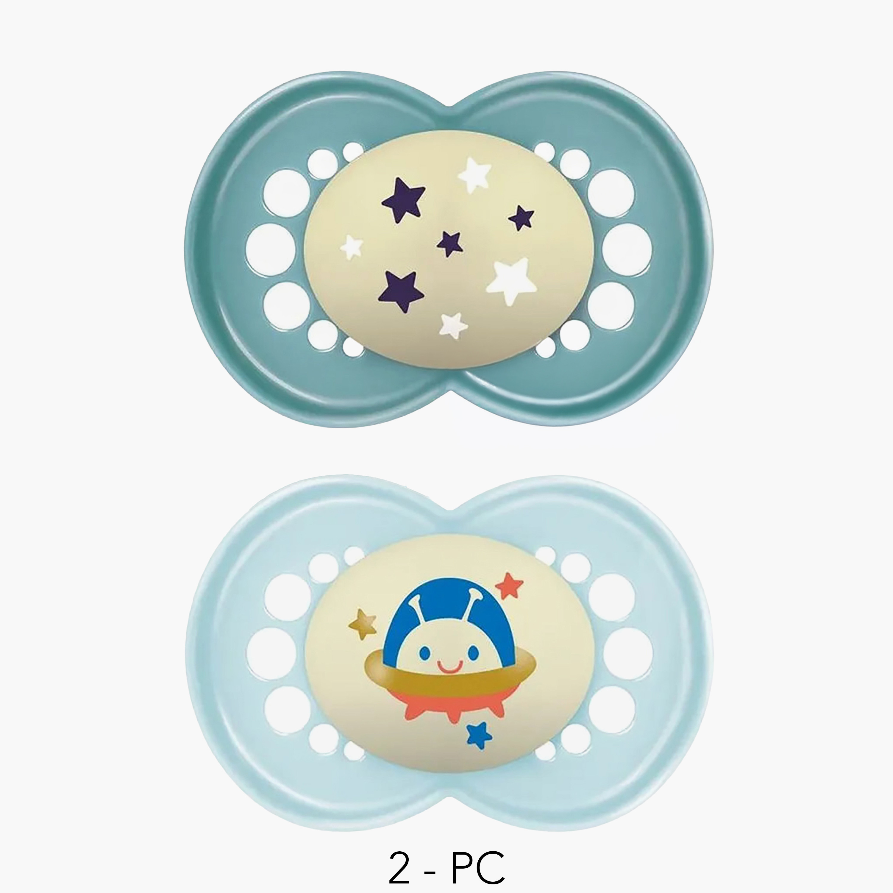 طقم لهايات بتصميم مضيء في الظلام قطعتين من مام - 6 أشهر فأكثر-baby-feeding-pacifiers-image-1