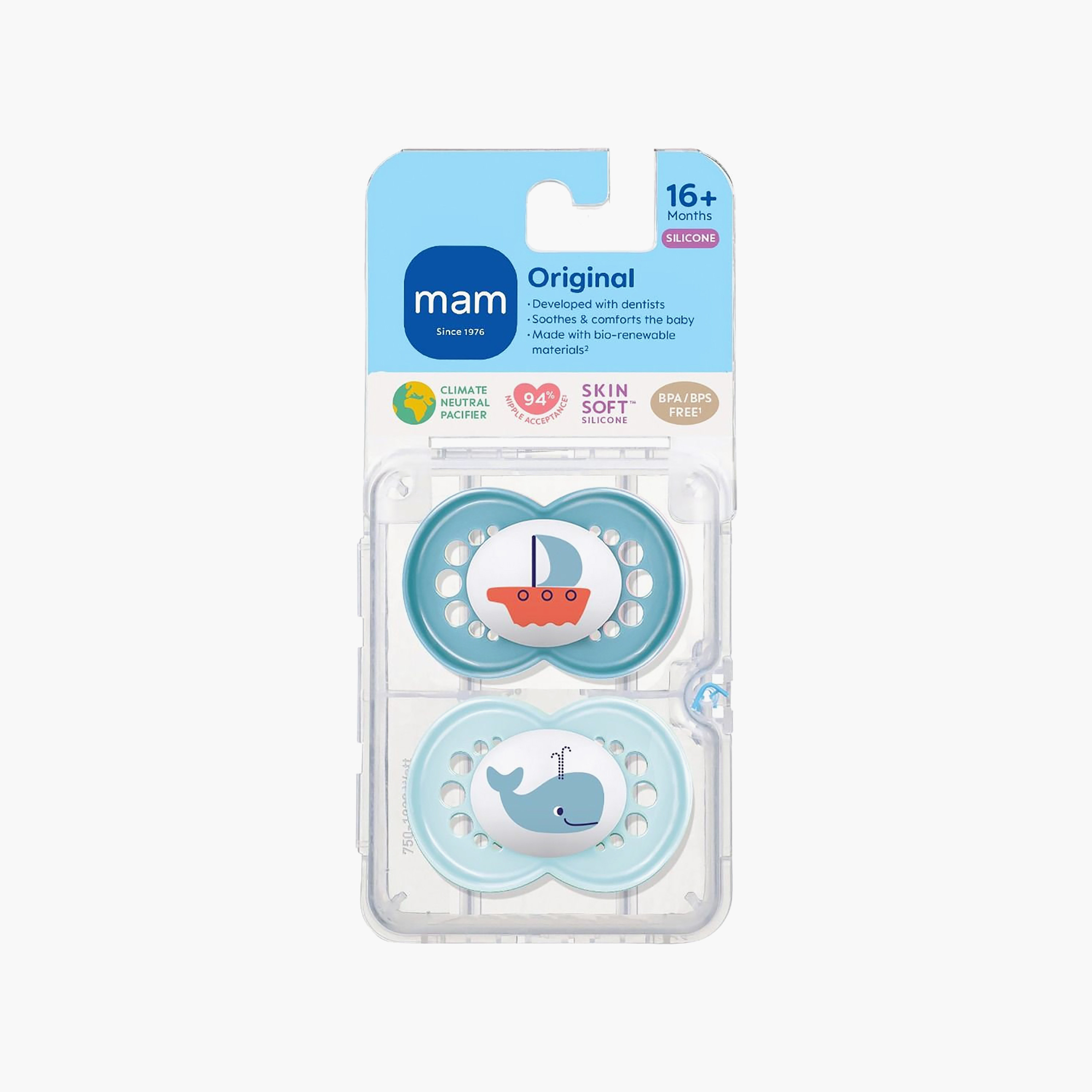 طقم لهايات أطفال قطعتين بتصميم تقويمي من مام - 16 شهرًا فأكثر-baby-feeding-pacifiers-image-8