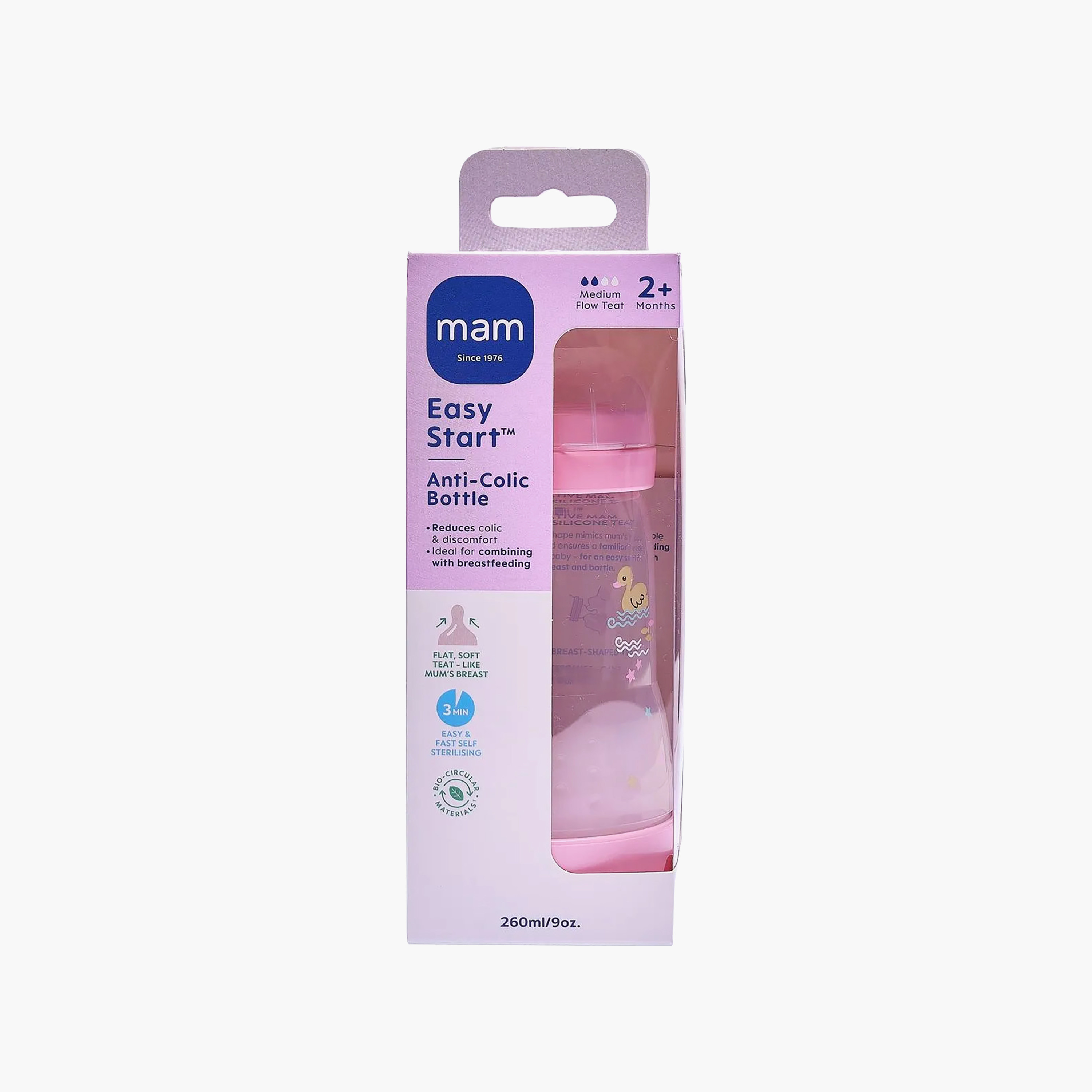 MAM Easy Start Anti-Colic Bottle, Self-Sterilising, Teat 2 - 260ml-baby-feeding-feedingbottles-bottlesandteats-image-8