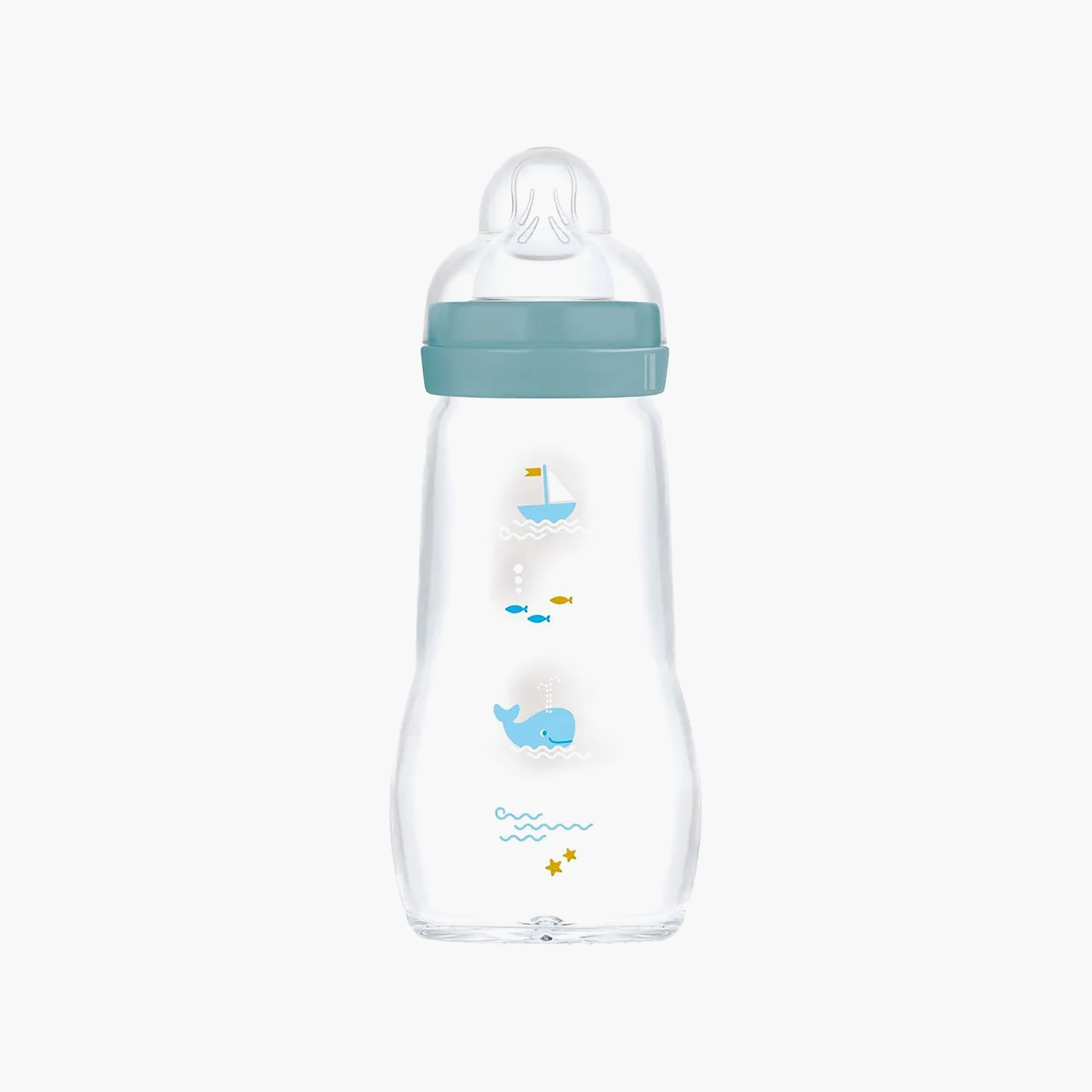 MAM Feel Good Heat-Resistant Glass Bottle, Teat 2 - 260ml-baby-feeding-feedingbottles-bottlesandteats-image-1