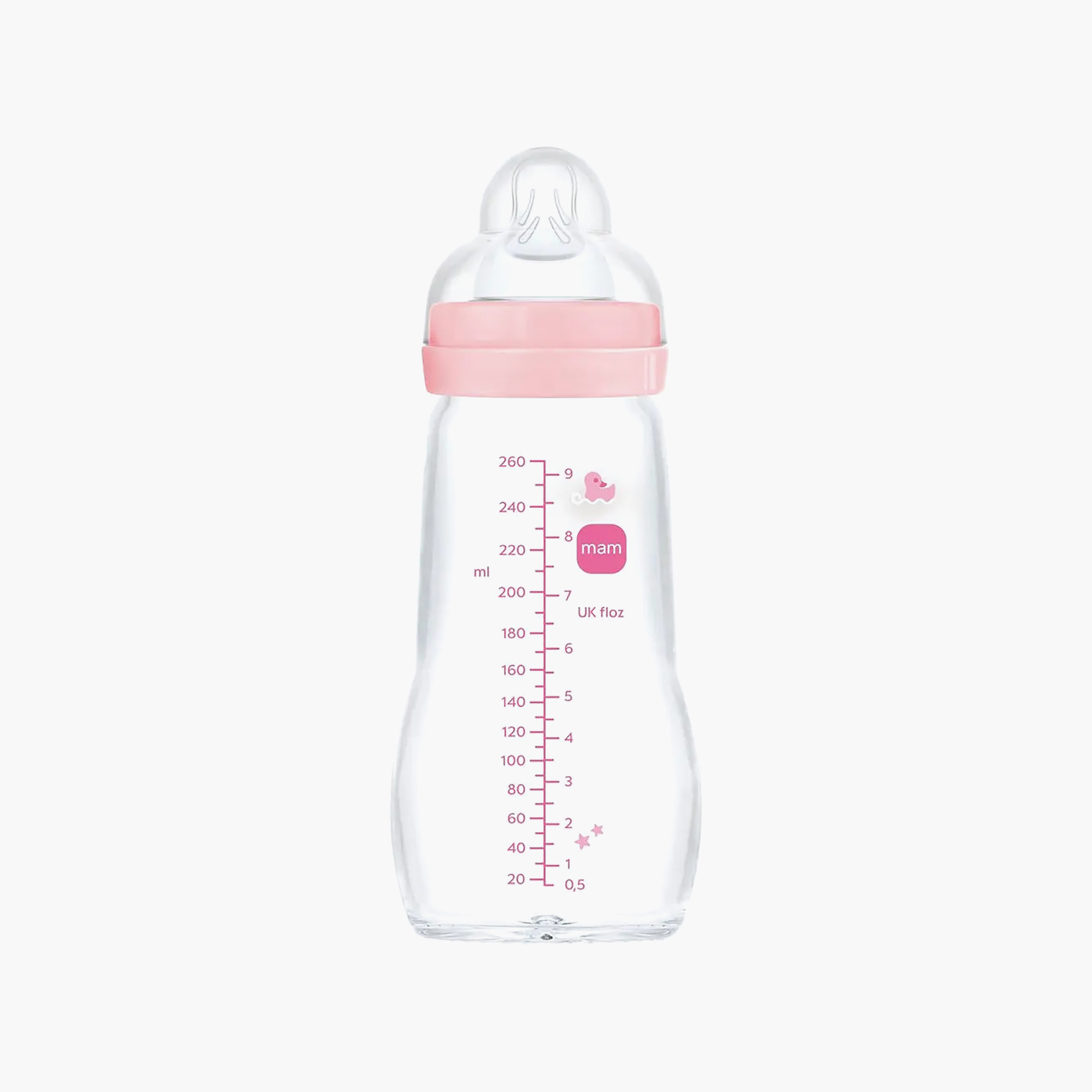 MAM Feel Good Heat-Resistant Glass Bottle, Teat 2 - 260ml-baby-feeding-feedingbottles-bottlesandteats-image-2