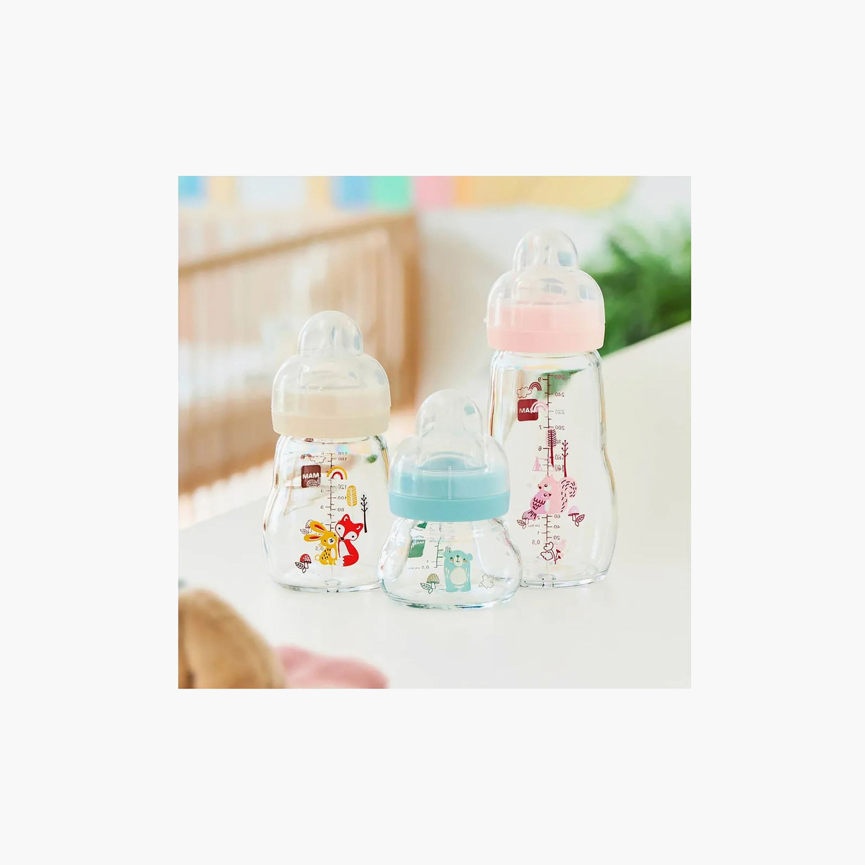 MAM Feel Good Heat-Resistant Glass Bottle, Teat 2 - 260ml-baby-feeding-feedingbottles-bottlesandteats-image-4