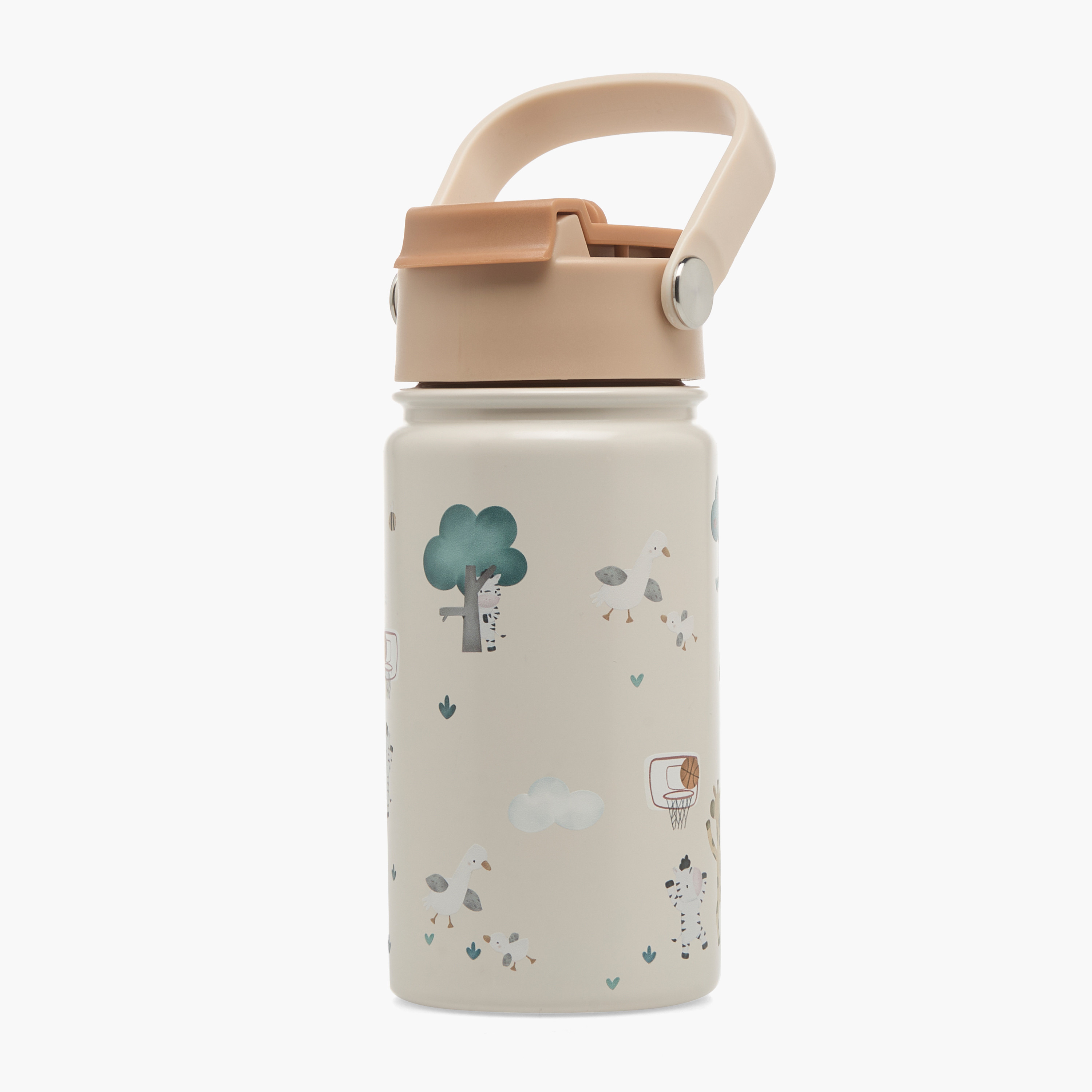قارورة مياه من الستانلس ستيل بطبعة مع فوهة قابلة للفتح ومقبض حمل من جيجلز - 300 مل-school-waterbottles-image-1