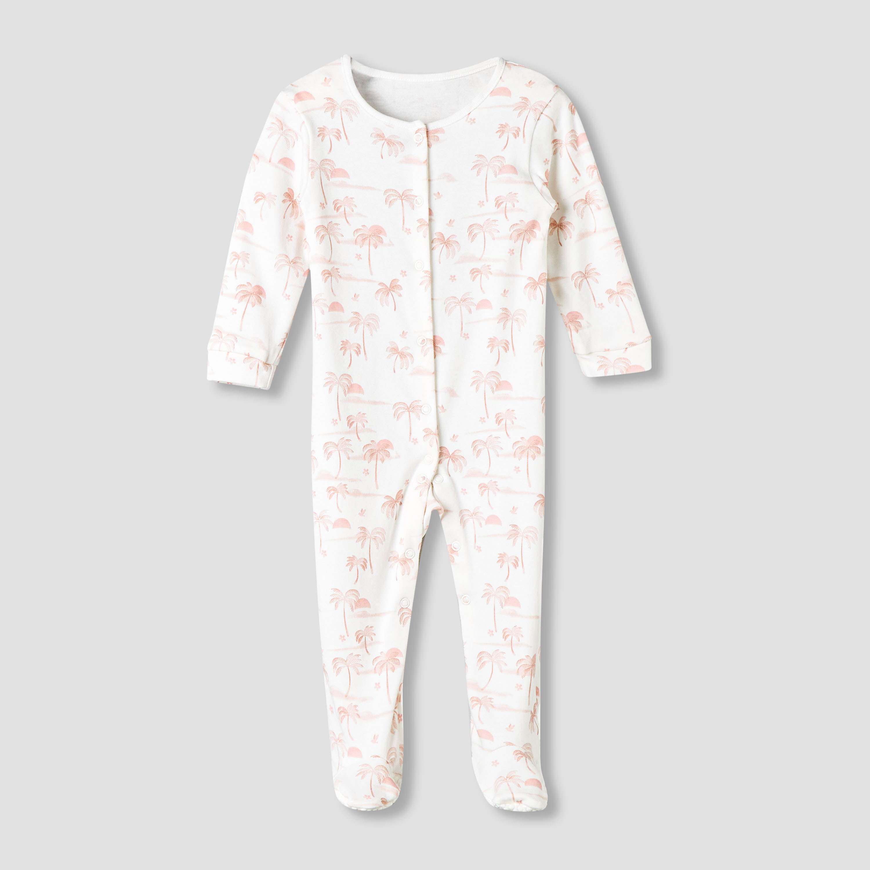 Pack of 3 Juniors Cotton Round Neck Long Sleeve Sleepsuit with Snap Button Closure-baby-girls-clothing-nightwear-sleepsuits-image-2