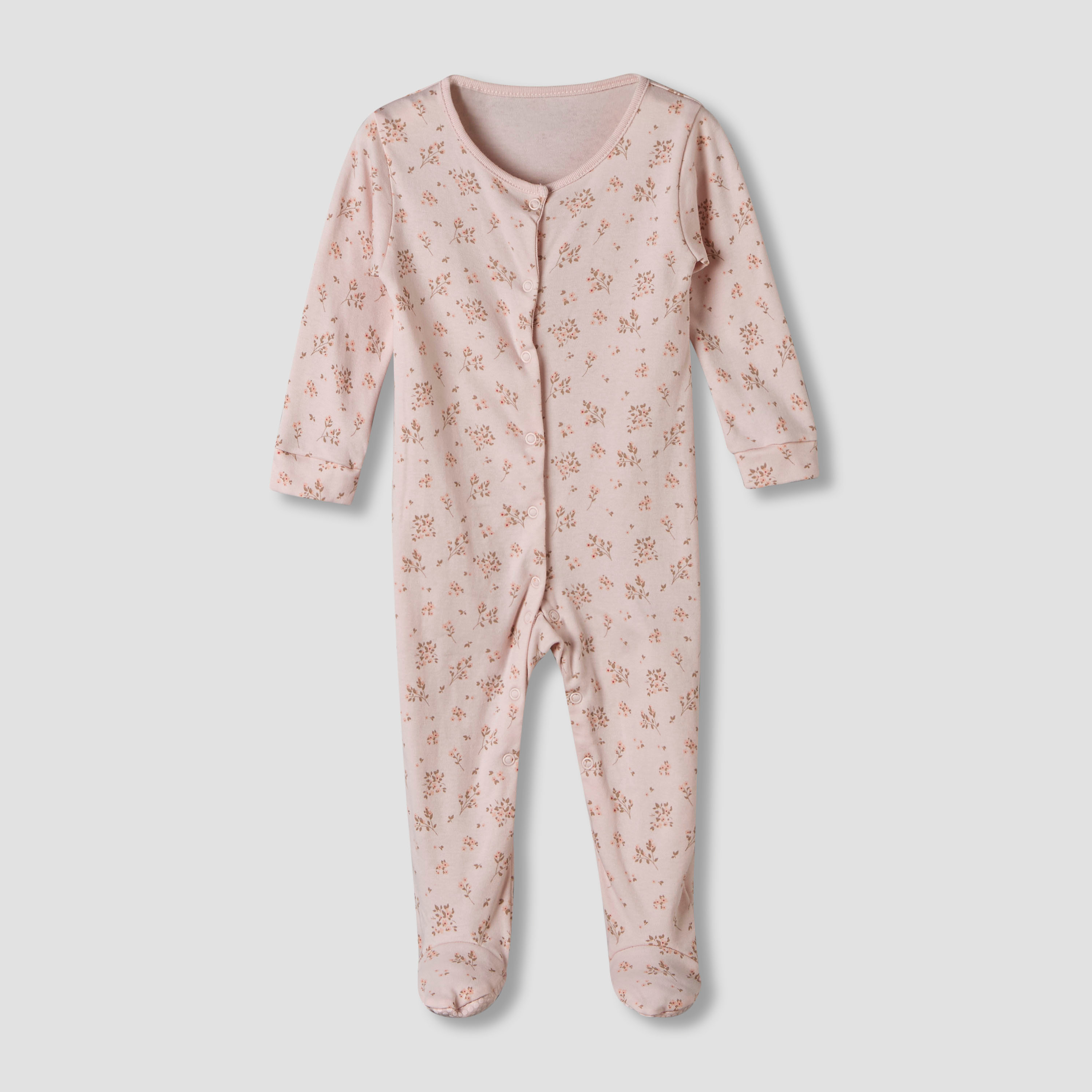 Pack of 3 Juniors Cotton Round Neck Long Sleeve Sleepsuit with Snap Button Closure-baby-girls-clothing-nightwear-sleepsuits-image-5