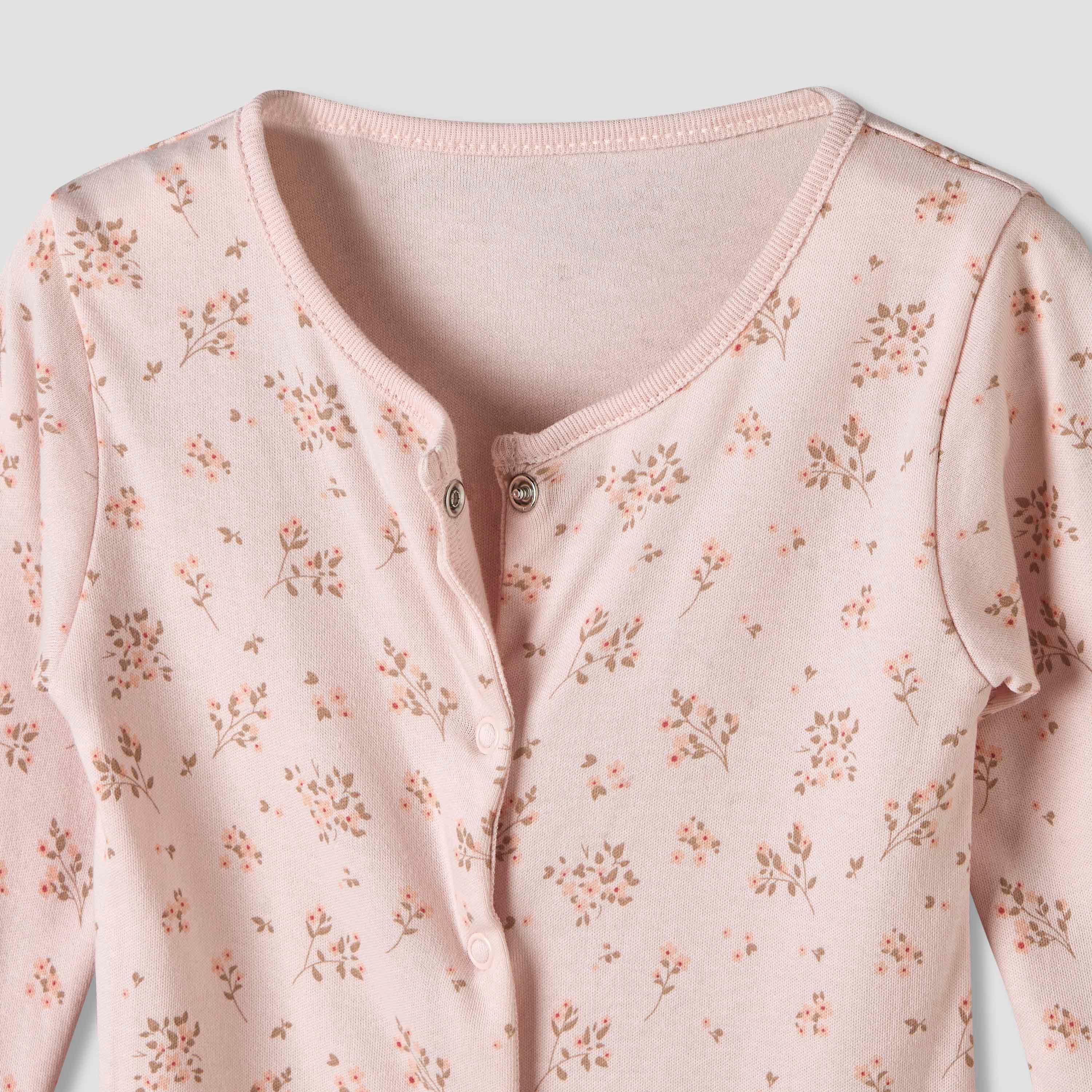 Pack of 3 Juniors Cotton Round Neck Long Sleeve Sleepsuit with Snap Button Closure-baby-girls-clothing-nightwear-sleepsuits-image-6