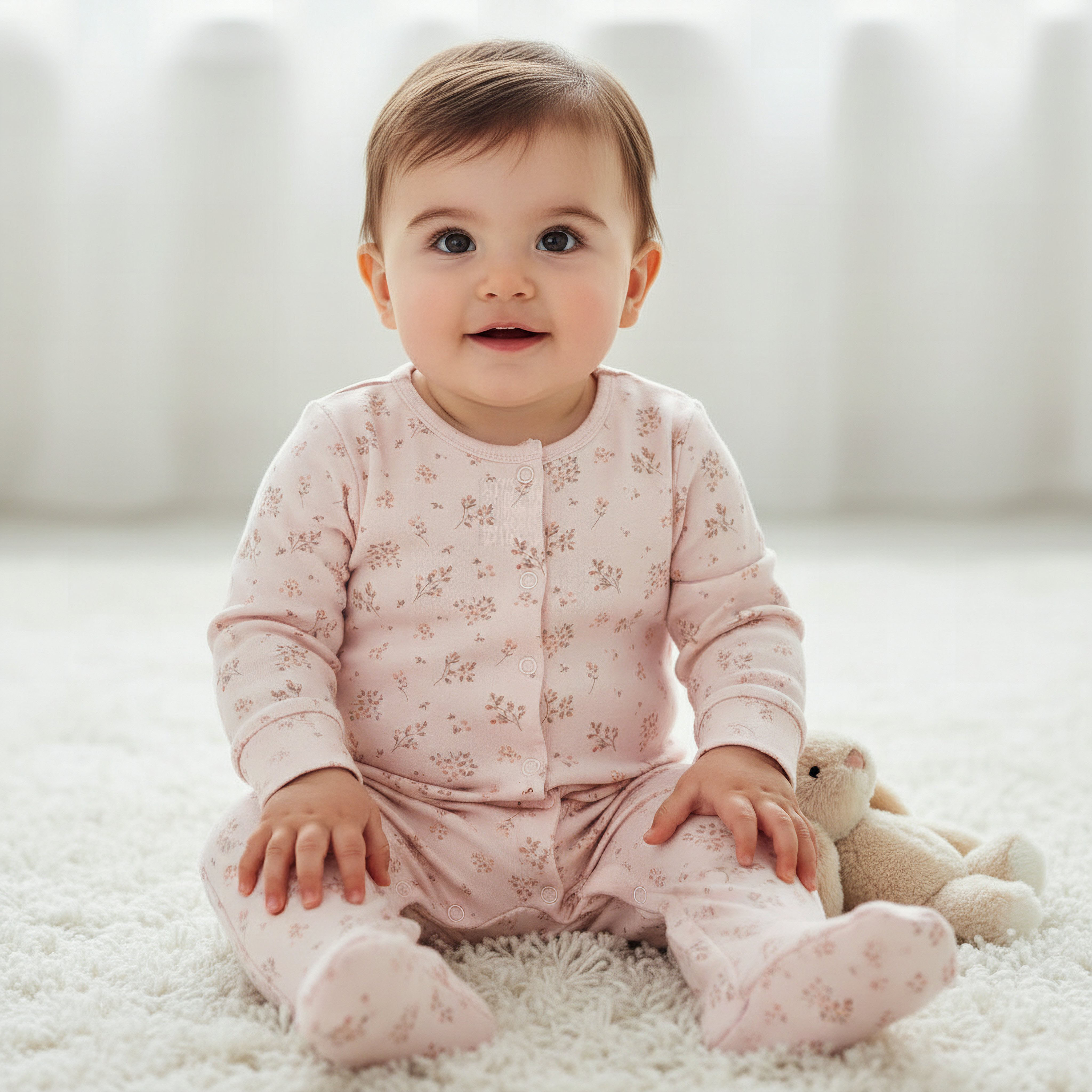 Pack of 3 Juniors Cotton Round Neck Long Sleeve Sleepsuit with Snap Button Closure-baby-girls-clothing-nightwear-sleepsuits-image-2