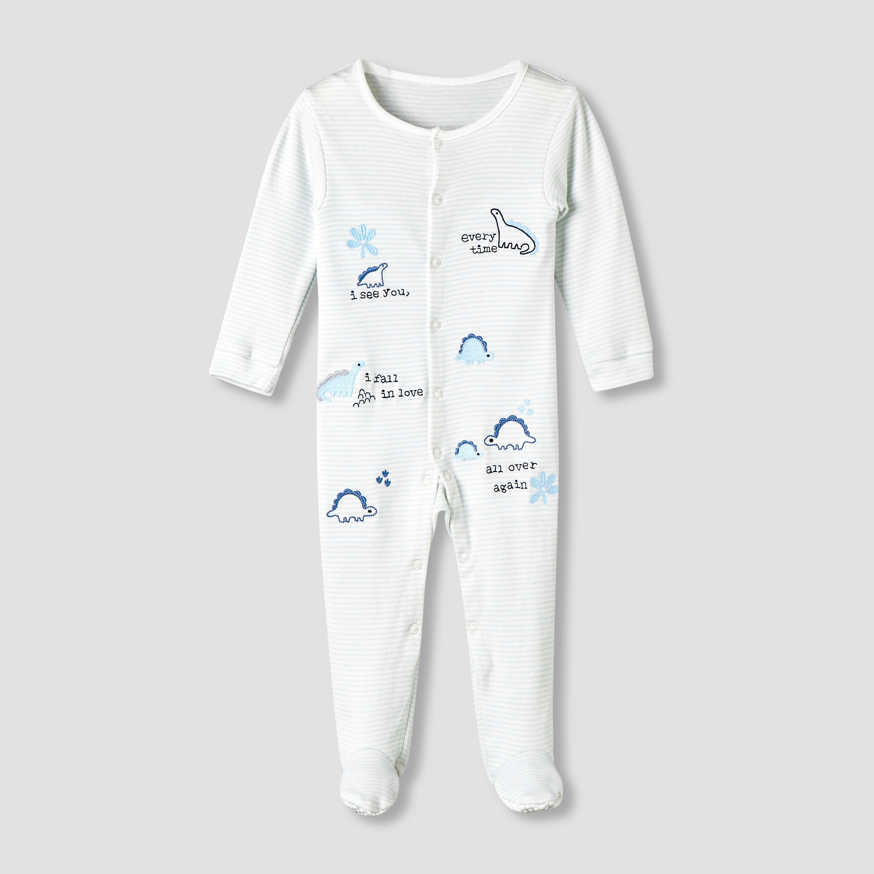 Pack of 3 Juniors Cotton Round Neck Long Sleeve Sleepsuit with Snap Button Closure-baby-boys-clothing-nightwear-sleepsuits-image-2