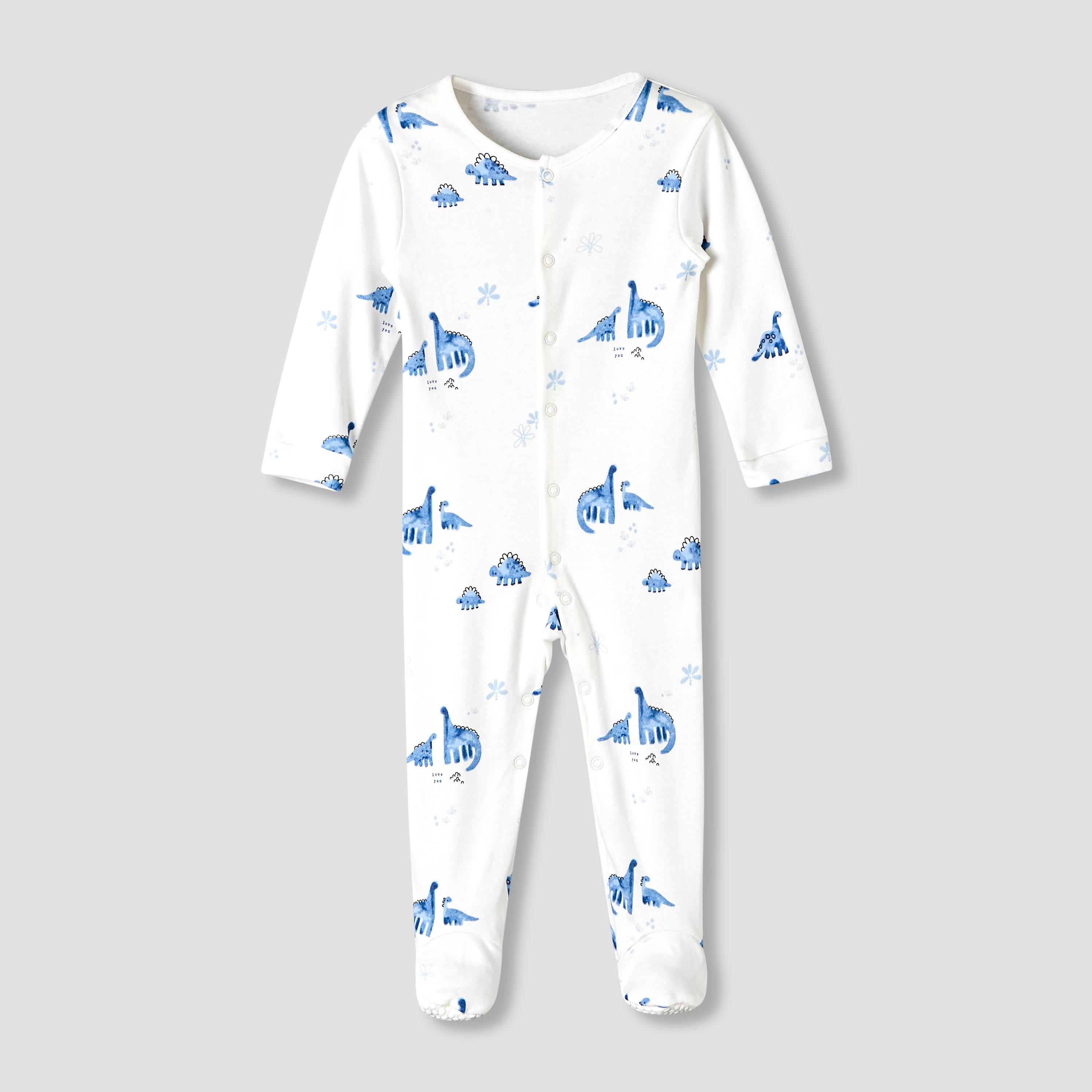 Pack of 3 Juniors Cotton Round Neck Long Sleeve Sleepsuit with Snap Button Closure-baby-boys-clothing-nightwear-sleepsuits-image-4