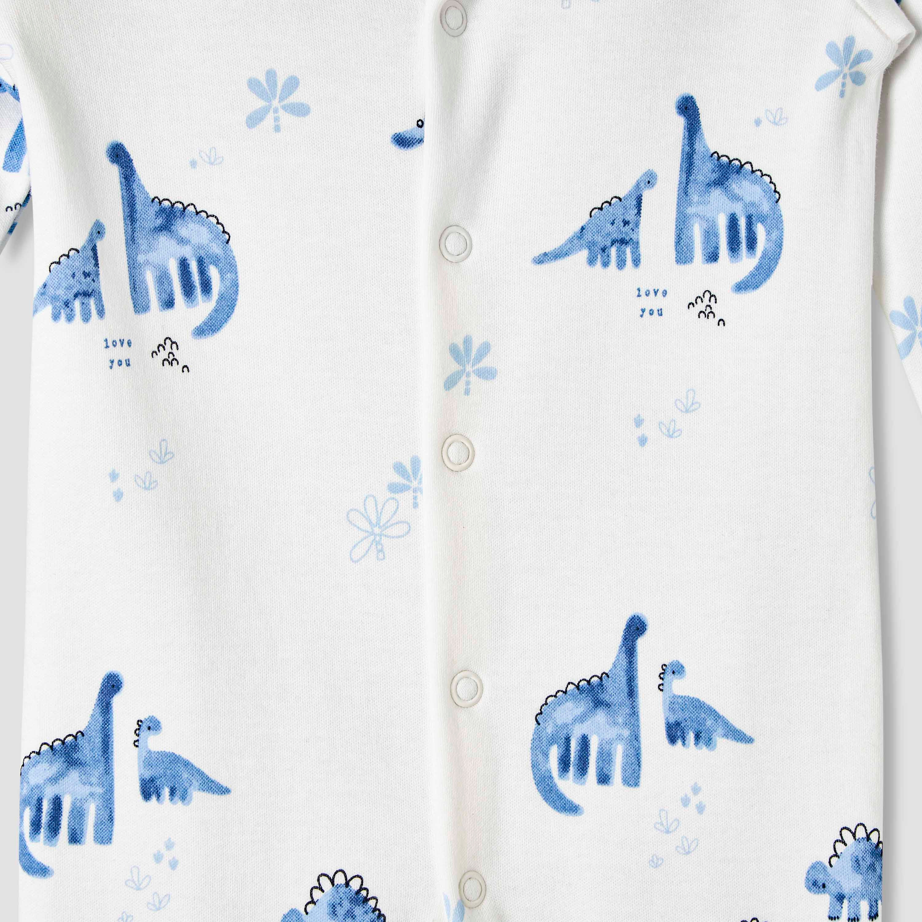 Pack of 3 Juniors Cotton Round Neck Long Sleeve Sleepsuit with Snap Button Closure-baby-boys-clothing-nightwear-sleepsuits-image-6