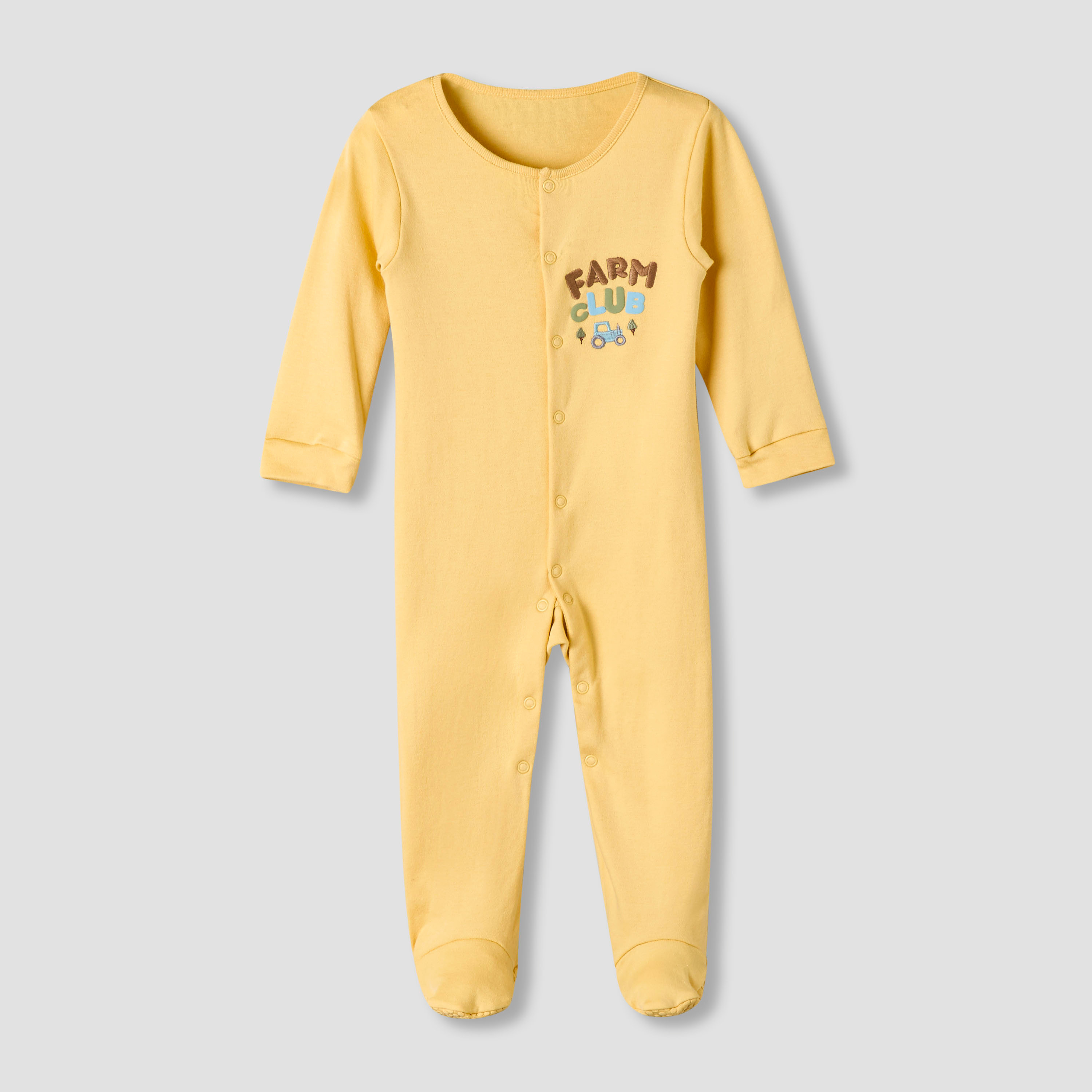 Pack of 3 Juniors Cotton Round Neck Long Sleeve Sleepsuit with Snap Button Closure-baby-boys-clothing-nightwear-sleepsuits-image-2