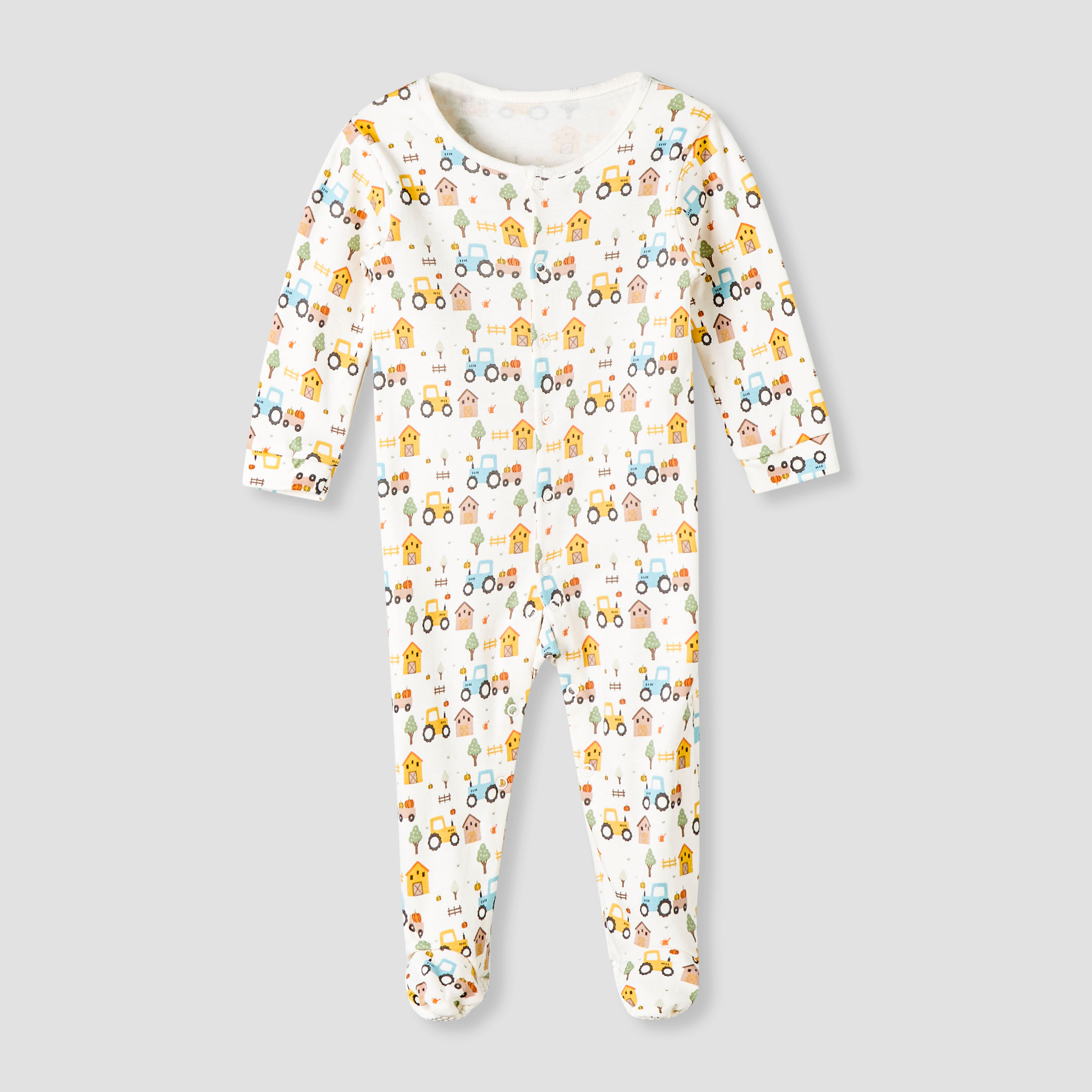 Pack of 3 Juniors Cotton Round Neck Long Sleeve Sleepsuit with Snap Button Closure-baby-boys-clothing-nightwear-sleepsuits-image-3