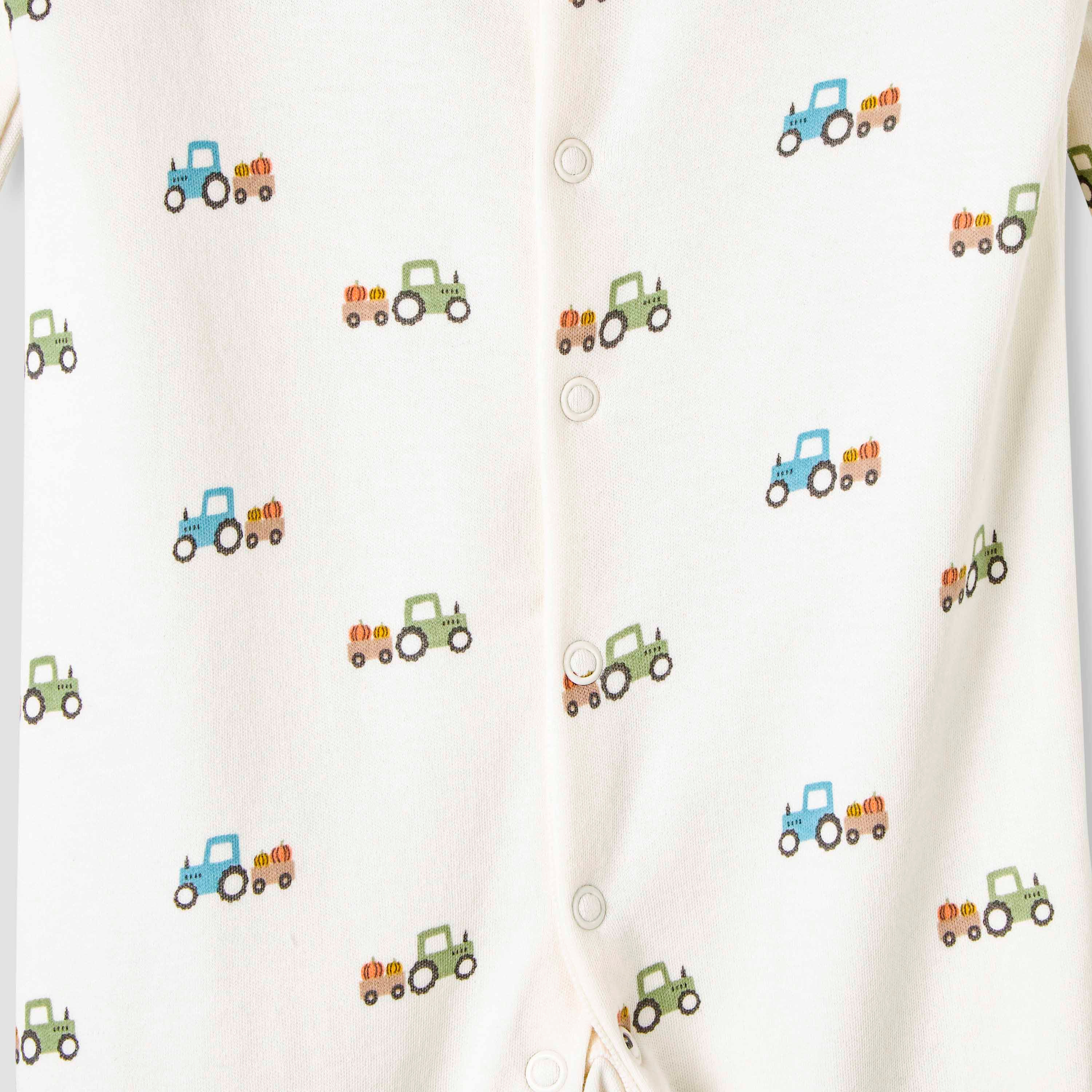 Pack of 3 Juniors Cotton Round Neck Long Sleeve Sleepsuit with Snap Button Closure-baby-boys-clothing-nightwear-sleepsuits-image-6