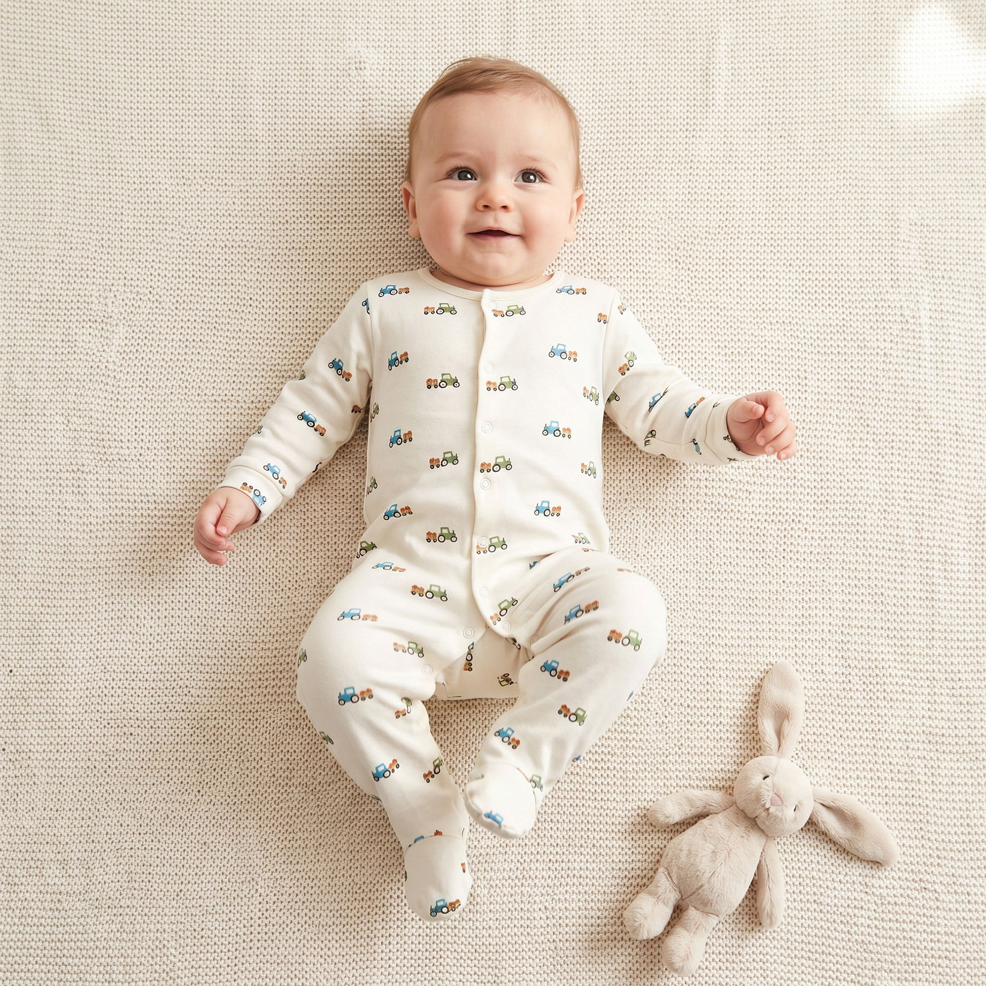 Pack of 3 Juniors Cotton Round Neck Long Sleeve Sleepsuit with Snap Button Closure-baby-boys-clothing-nightwear-sleepsuits-image-2