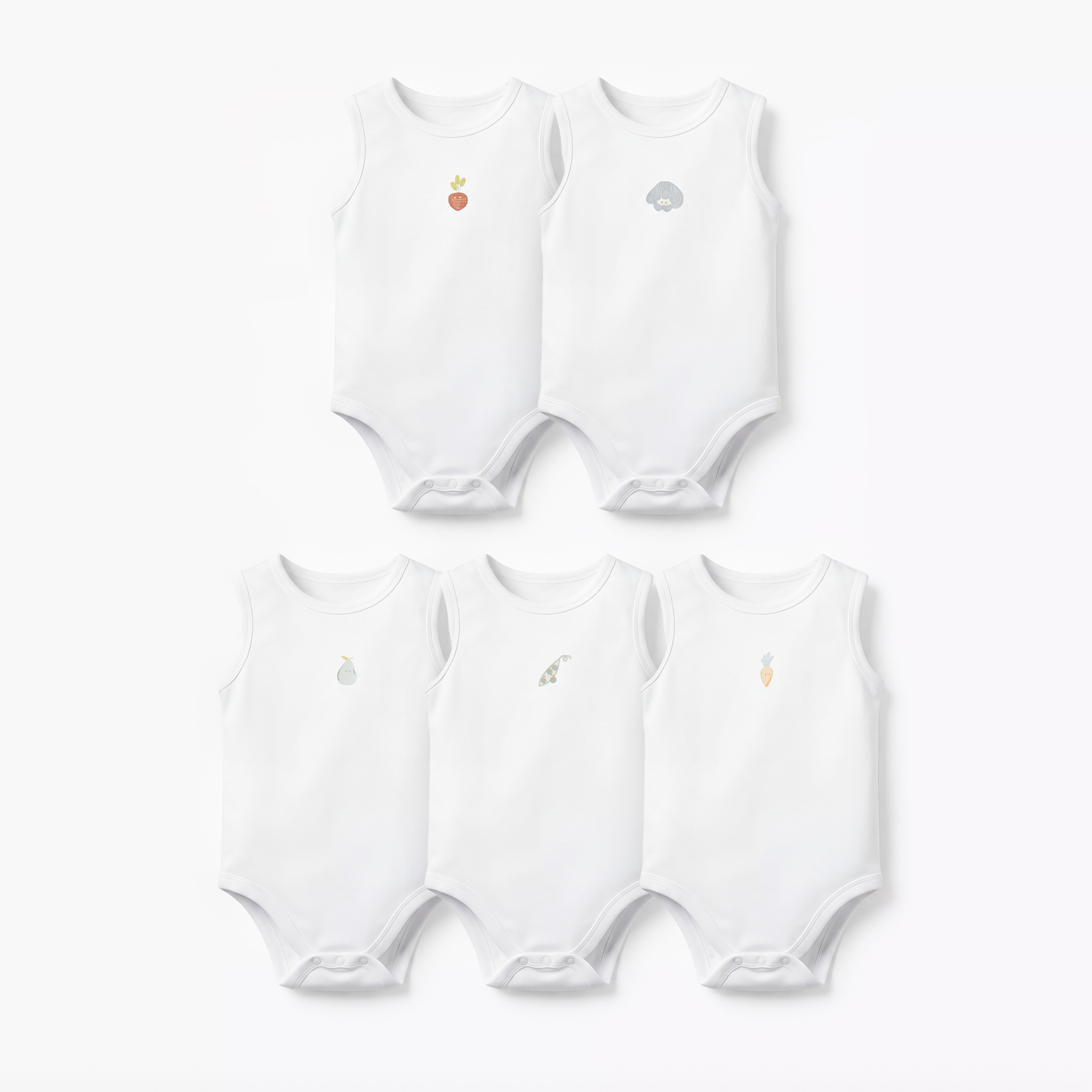 Pack of 5 Juniors Round Neck Sleeveless Bodysuit with Snap Button Closure-baby-boys-clothing-bodysuits-image-1