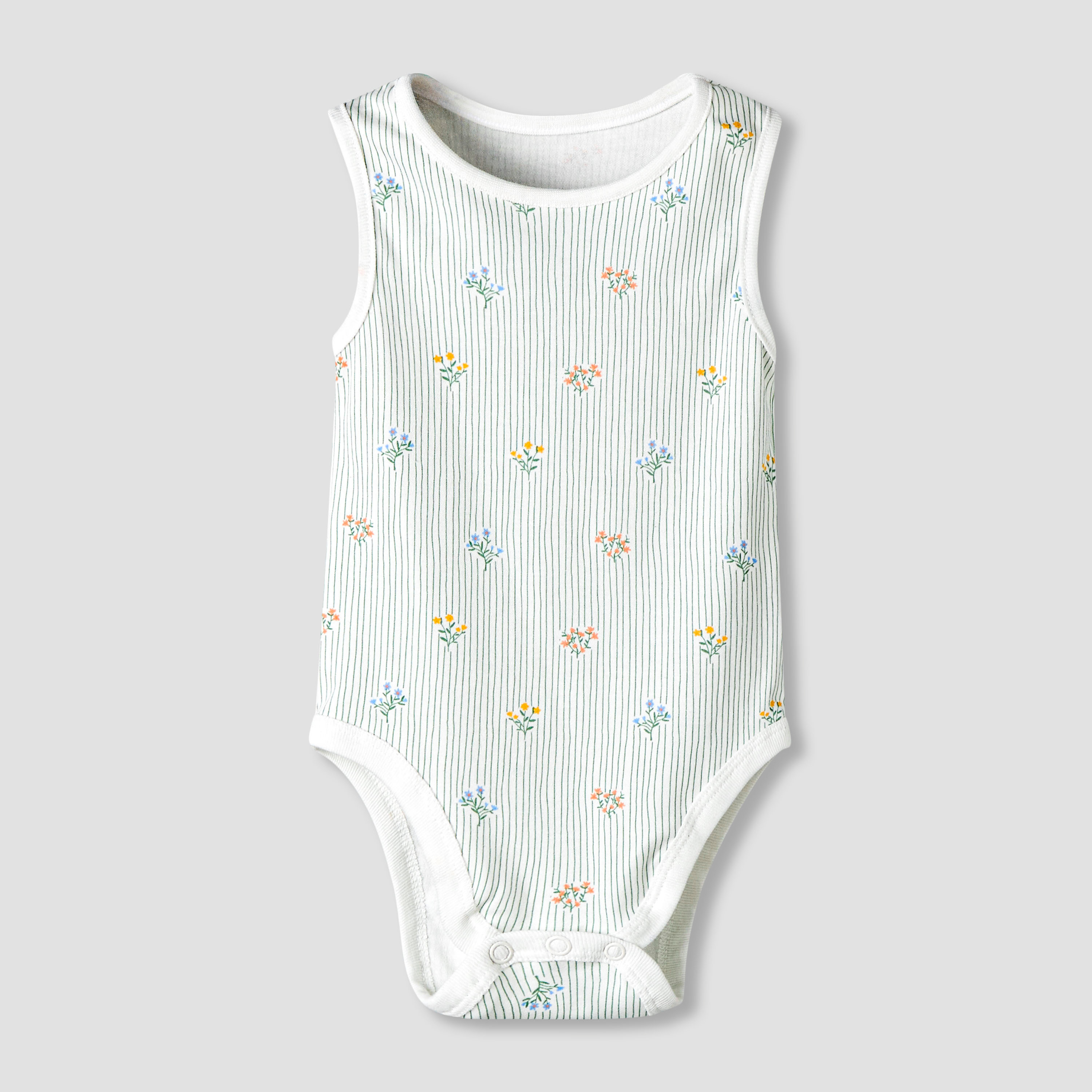 Pack of 7 Juniors Cotton Round Neck Sleeveless Bodysuit with Floral Print-baby-girls-clothing-bodysuits-image-5